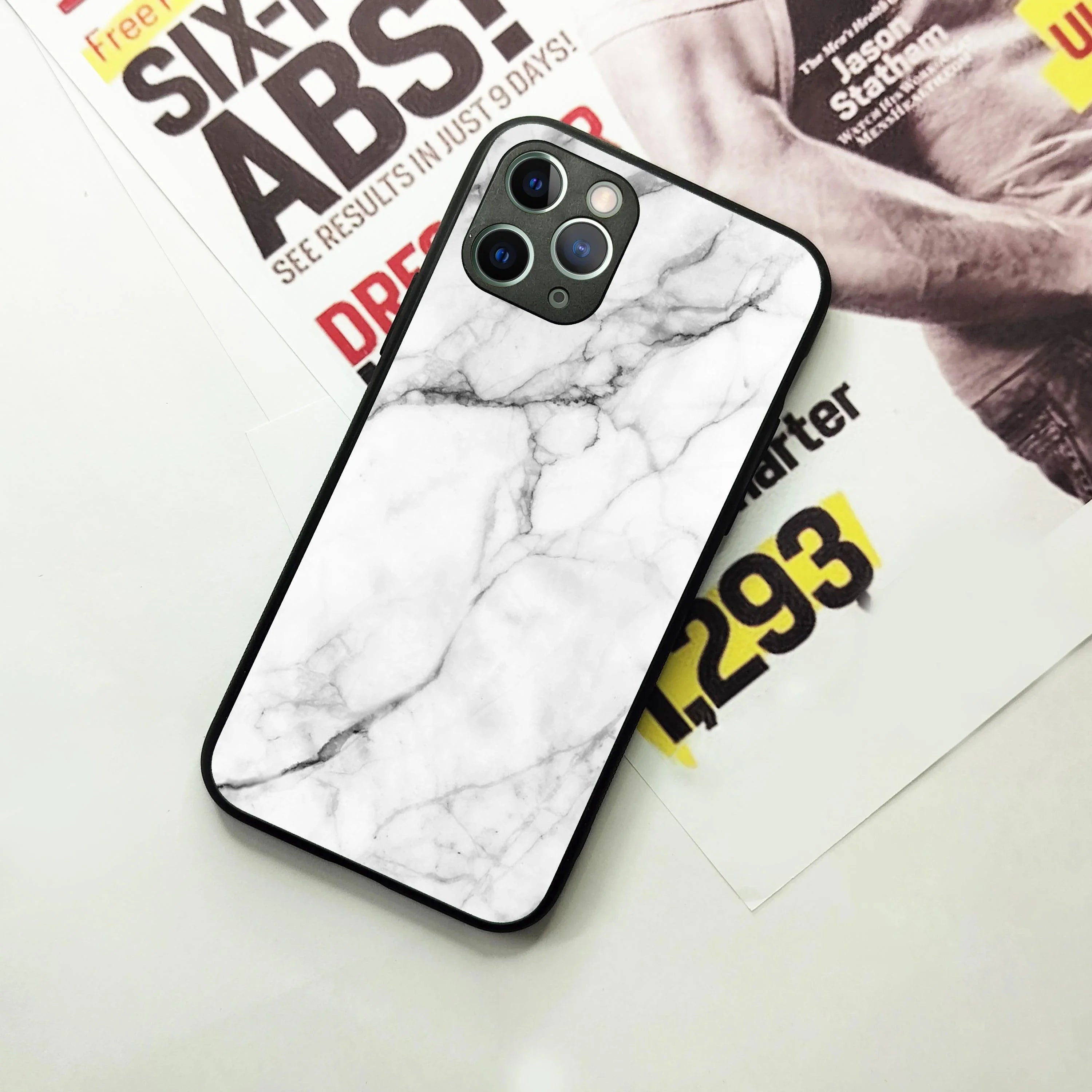 White Marble Patter Glass Case Cover For iPhone - ShopOnCliQ