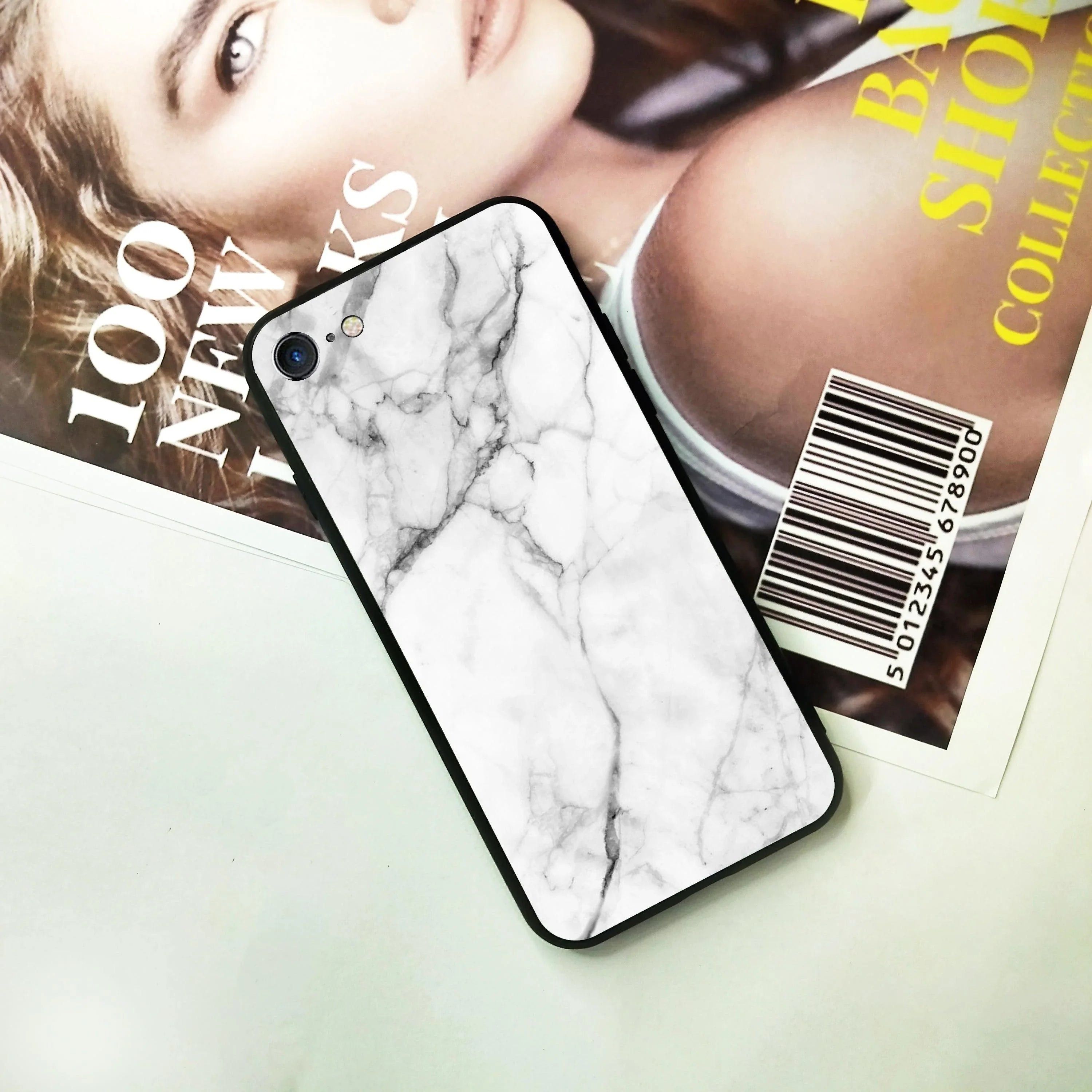 White Marble Patter Glass Case Cover For iPhone - ShopOnCliQ
