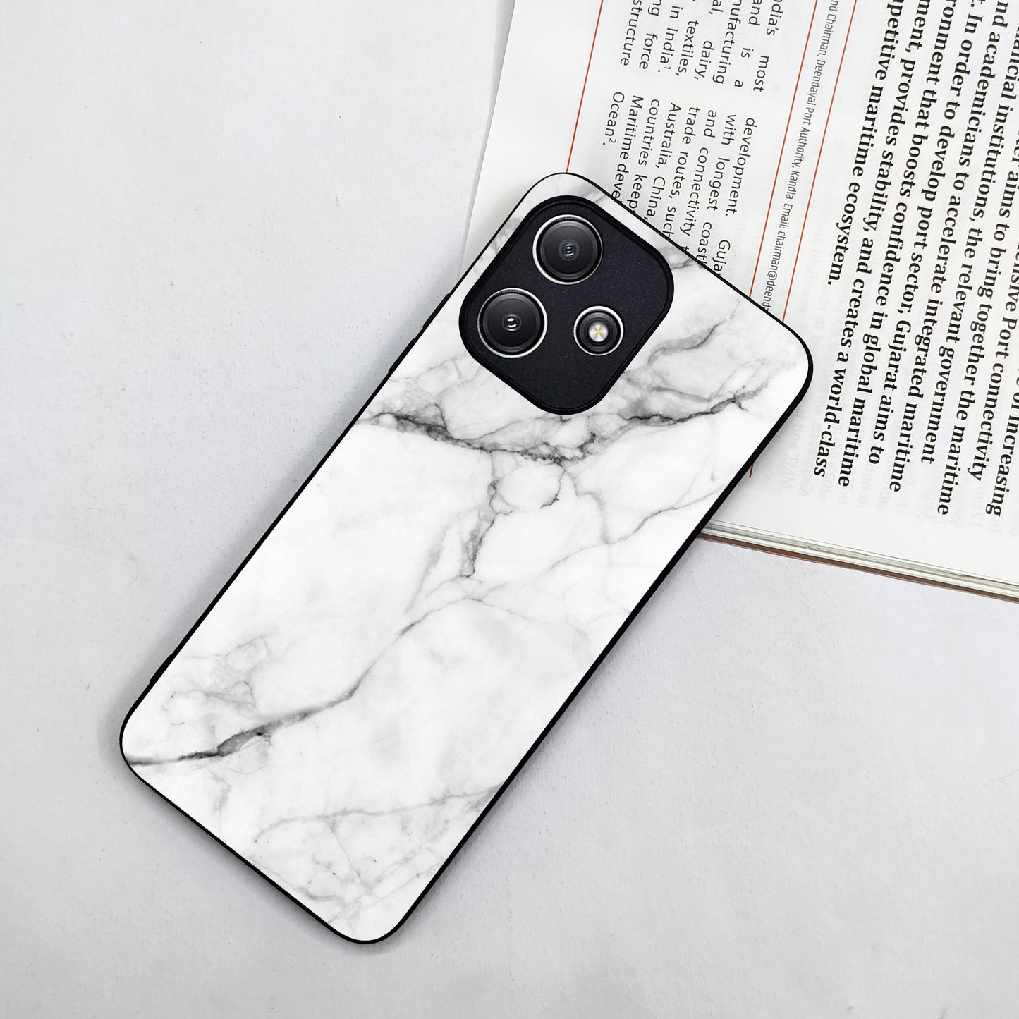 White Marble Patter Glass Case Cover for Poco - ShopOnCliQ