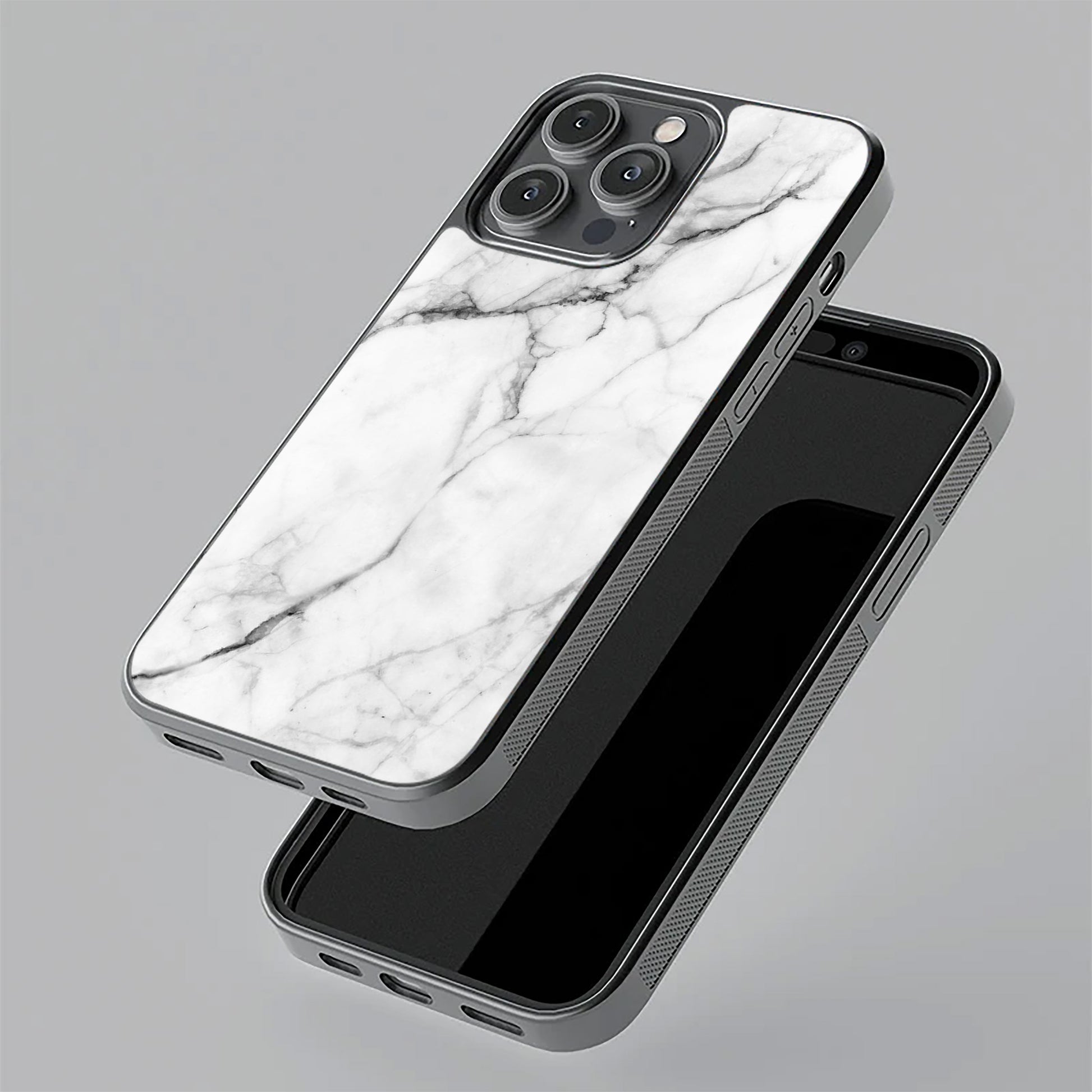 White Marble Patter Glass Case Cover for Poco ShopOnCliQ