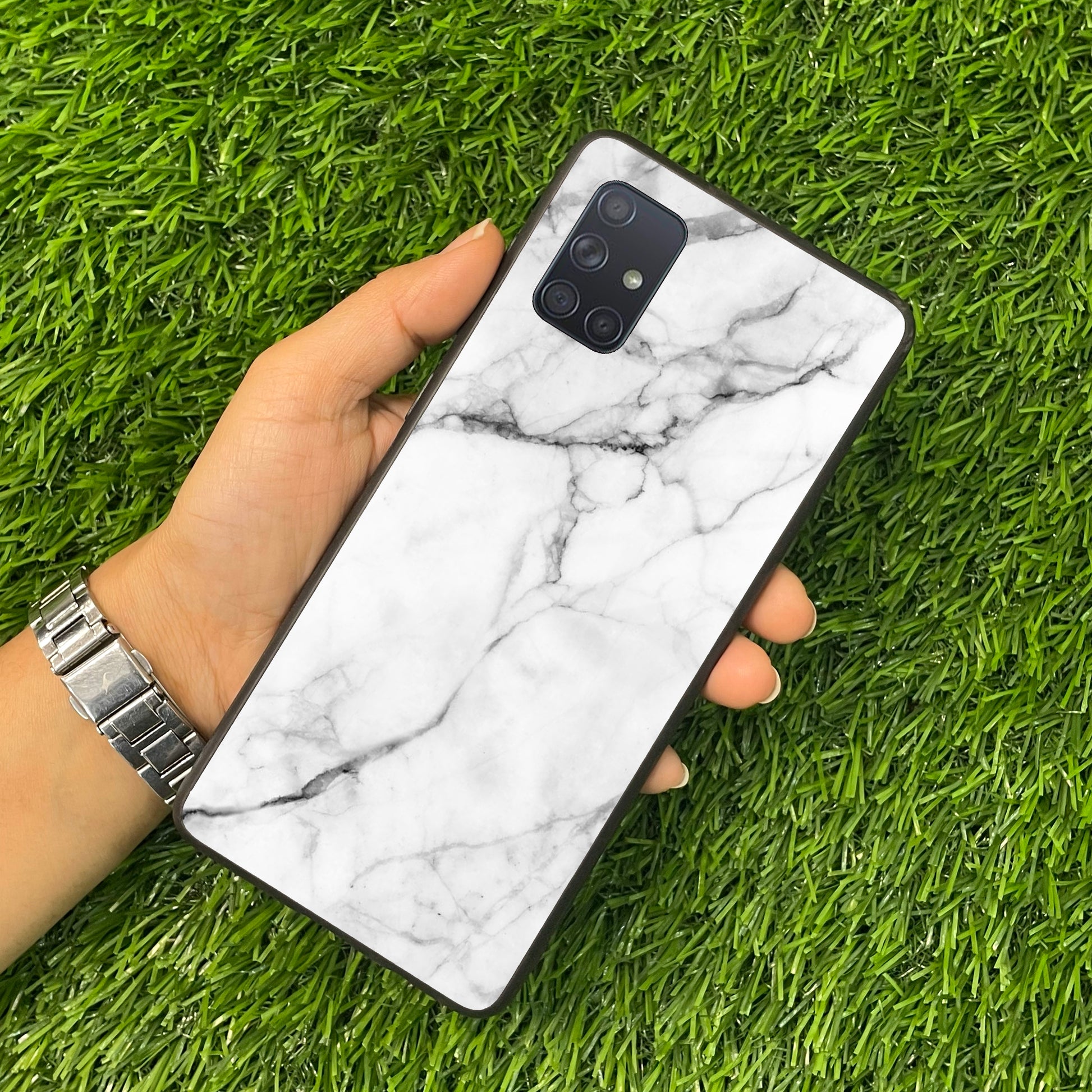 White Marble Patter Glass Case Cover for Samsung ShopOnCliQ