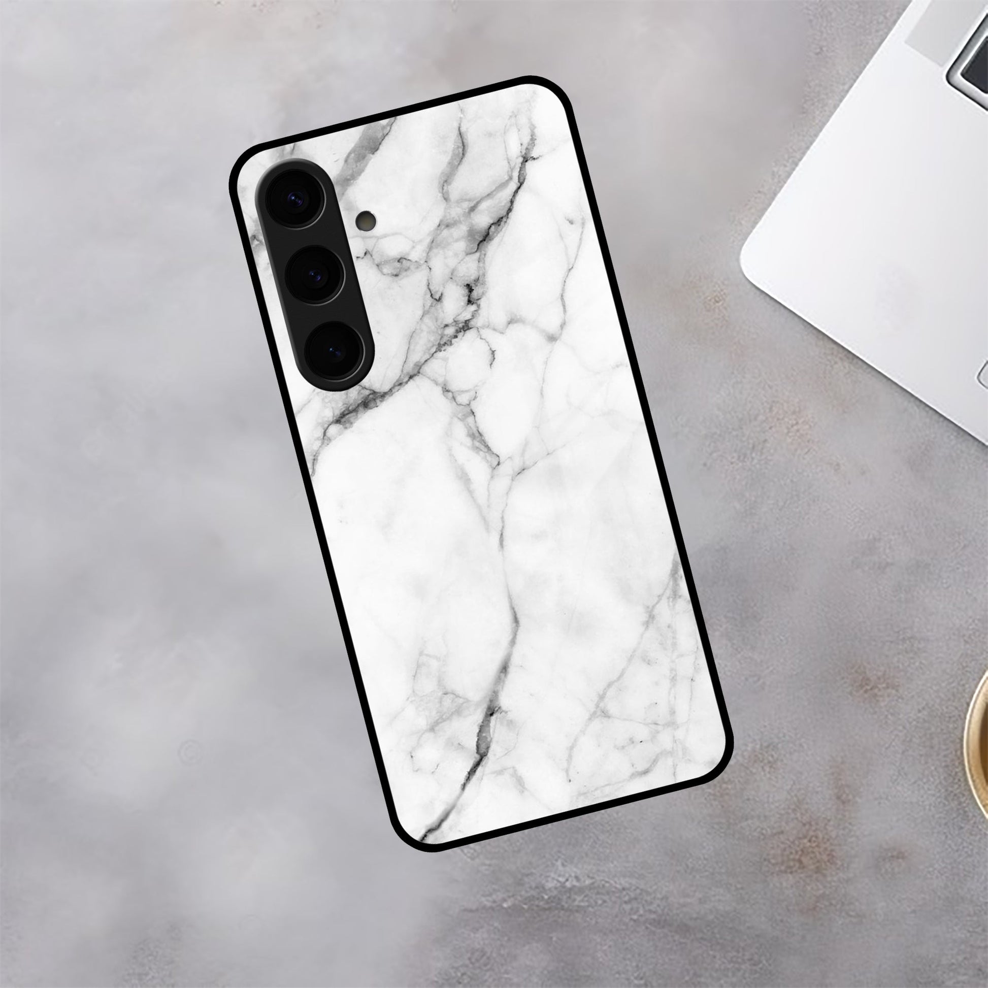 White Marble Patter Glass Case Cover for Samsung ShopOnCliQ