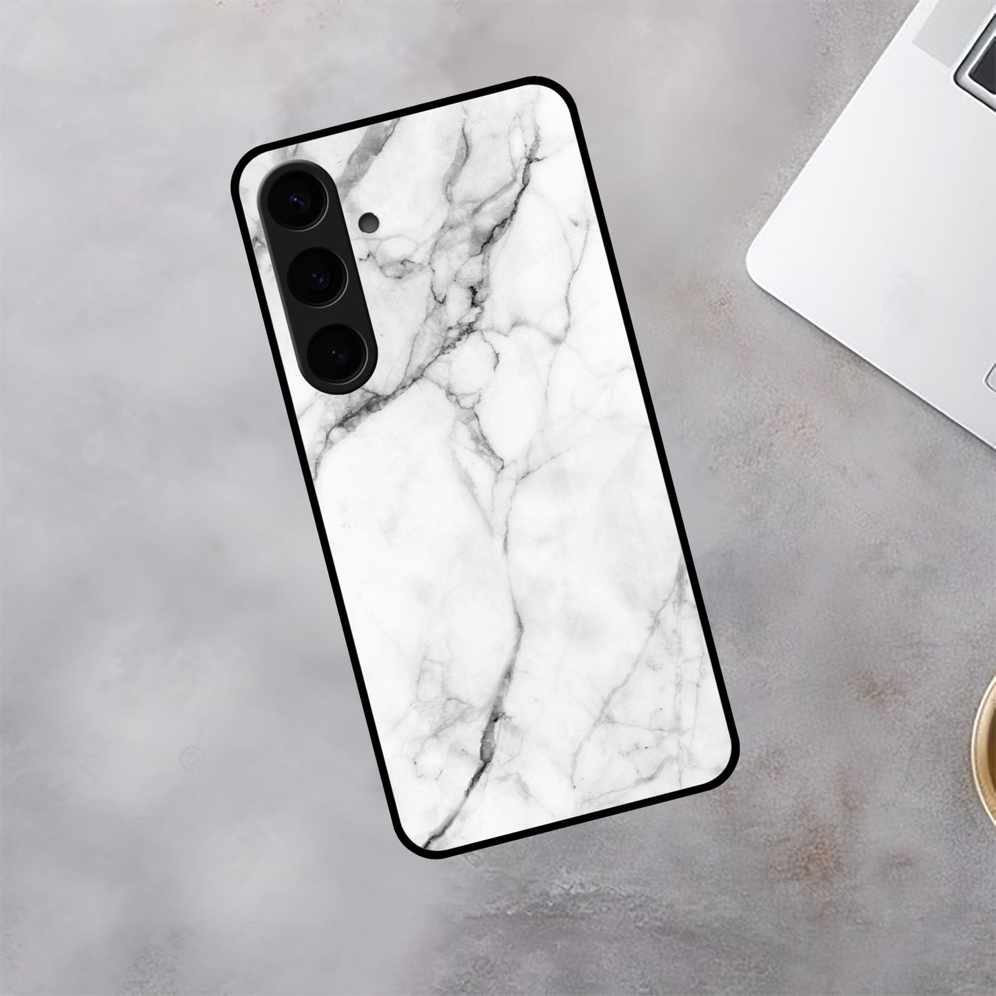 White Marble Patter Glass Case Cover for Samsung ShopOnCliQ