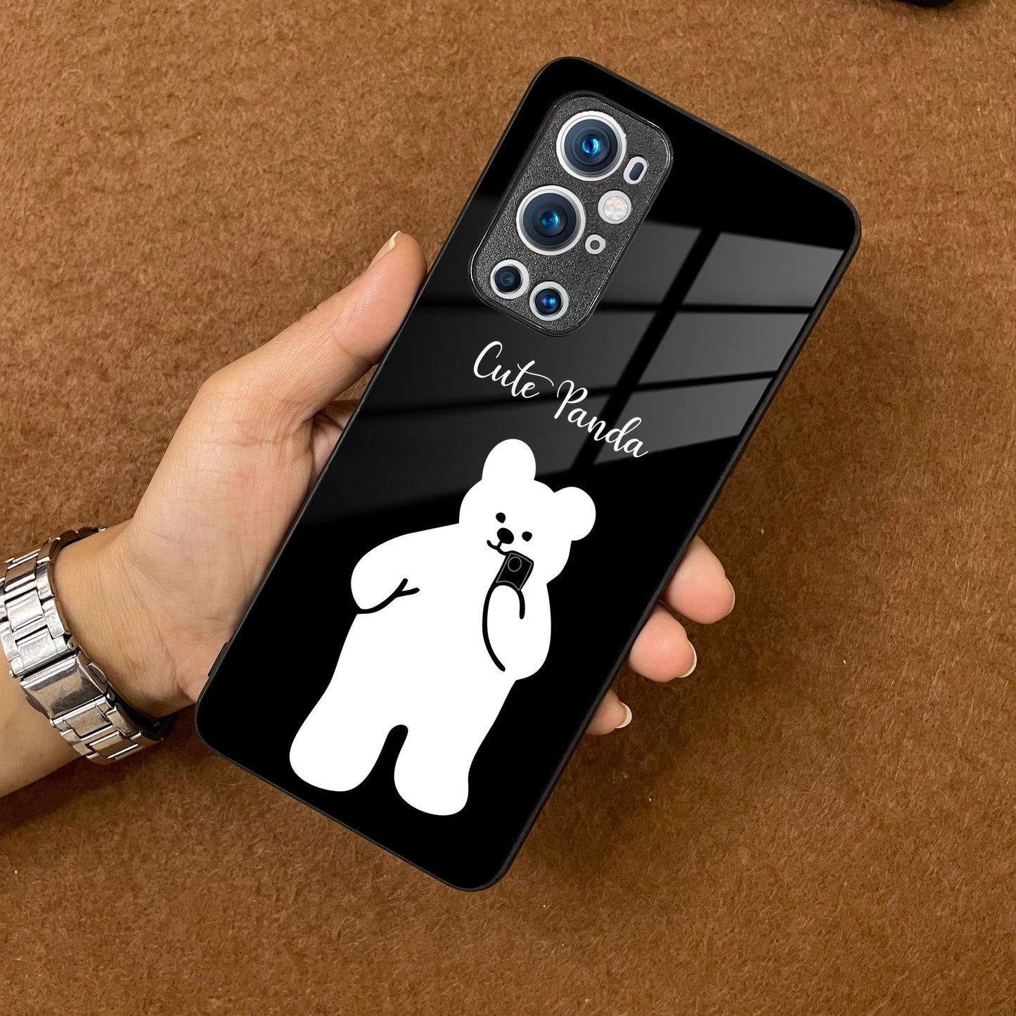 White Panda Glass Case Cover For OnePlus