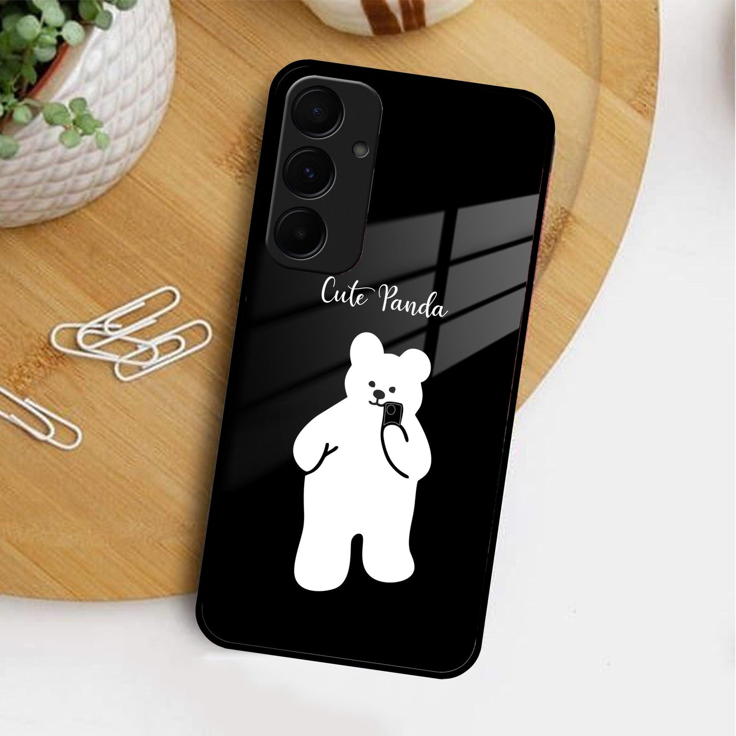 White Panda Glass Case Cover For Samsung