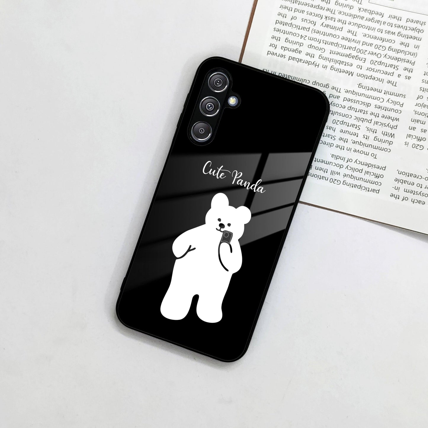 White Panda Glass Case Cover For Samsung