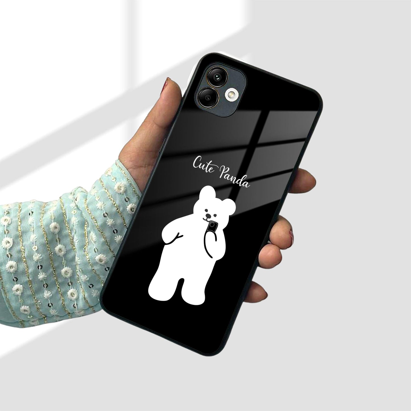 White Panda Glass Case Cover For Samsung