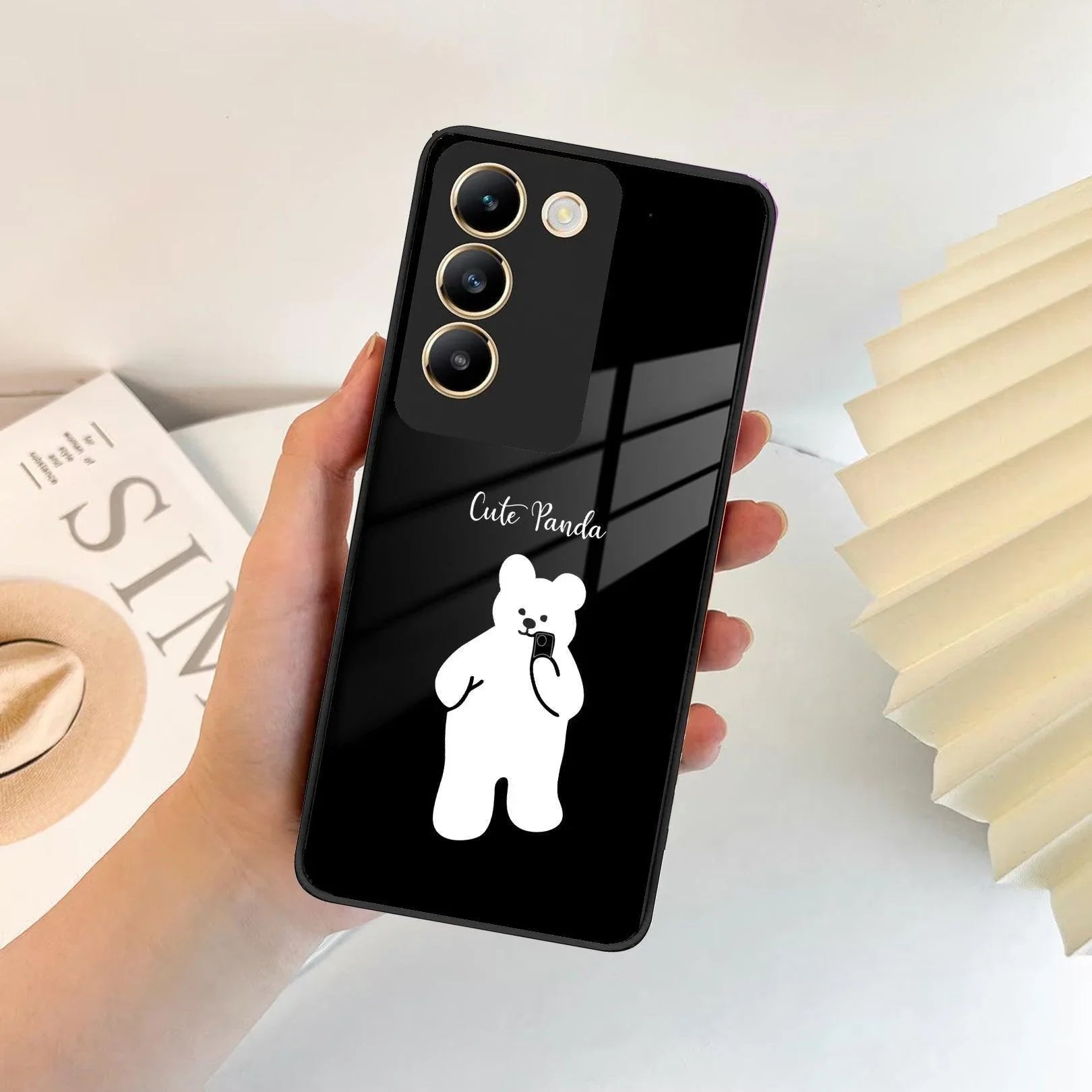White Panda Glass Case Cover For Vivo - ShopOnCliQ