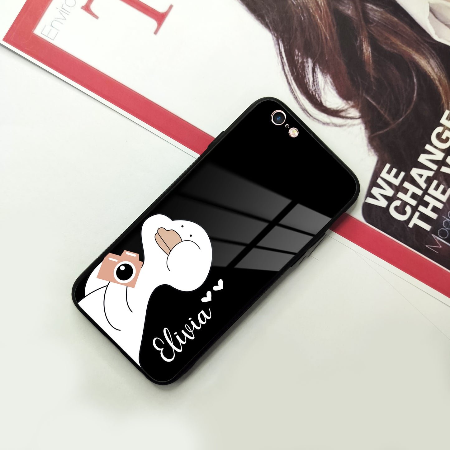 White Duck  Glass Case Cover For iPhone