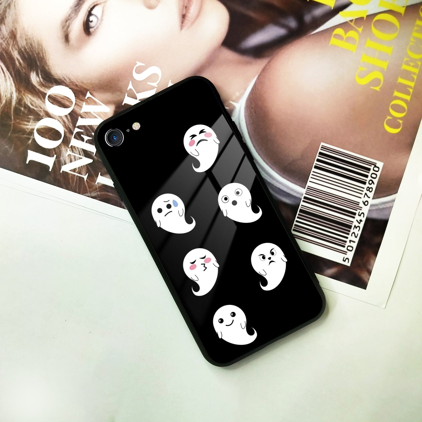 Cute Ghost Glass Case Cover For iPhone