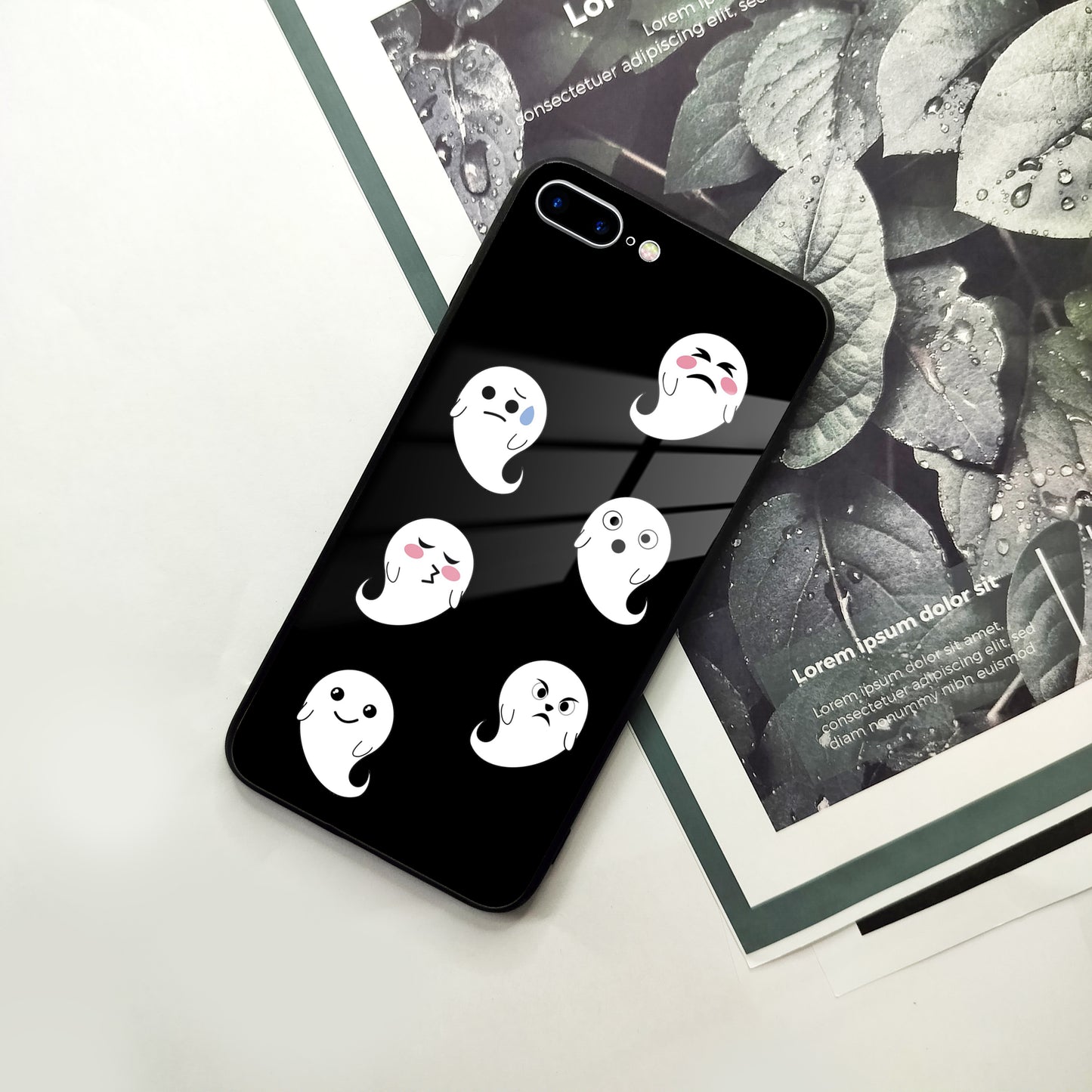 Cute Ghost Glass Case Cover For iPhone