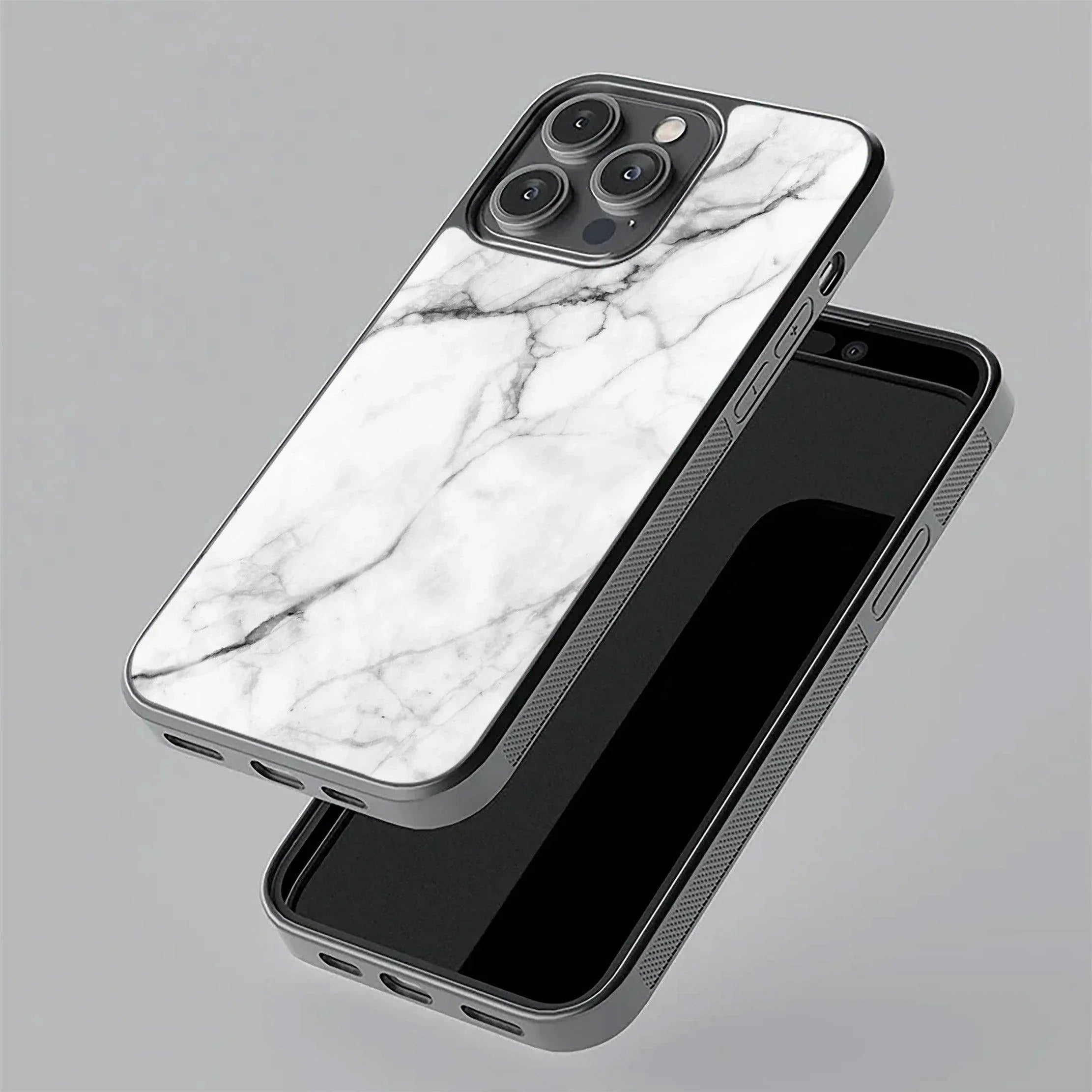 White Marble Patter Glass Case Cover For iQOO - ShopOnCliQ