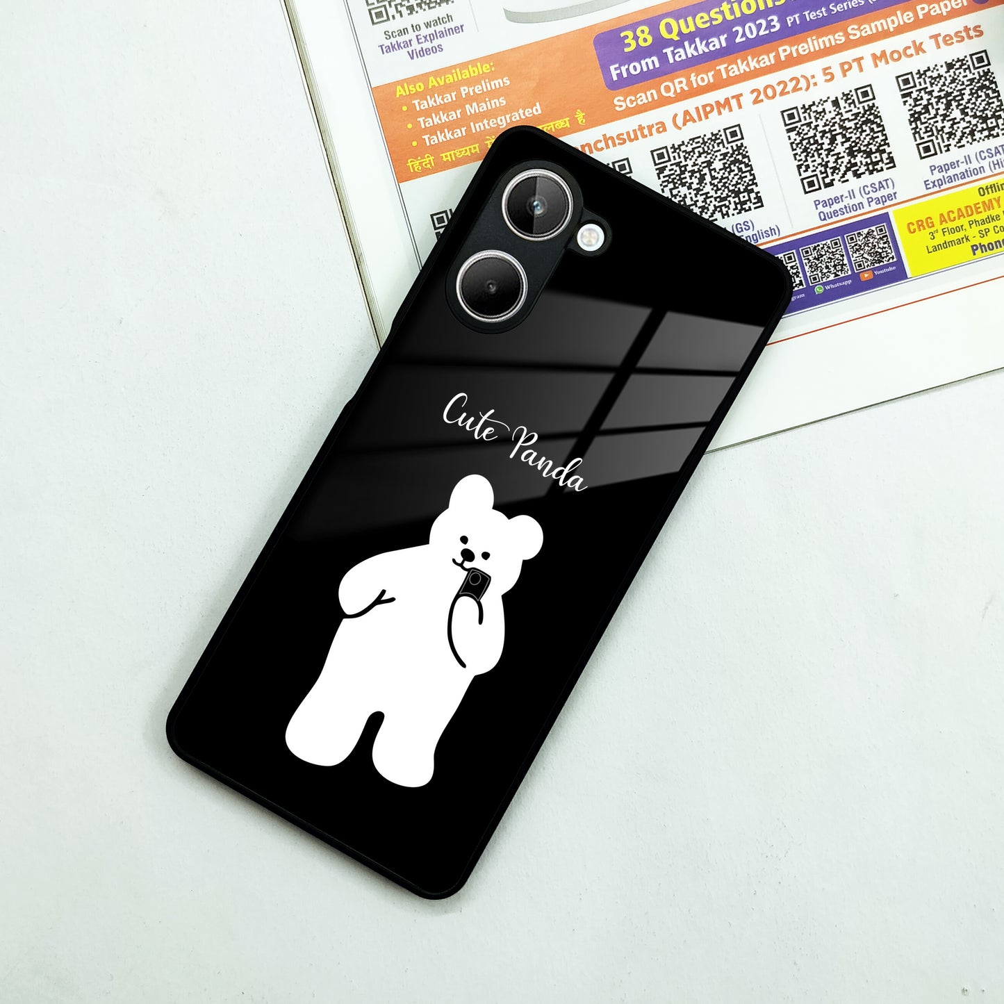 White Panda Glass Case Cover For Realme/Narzo