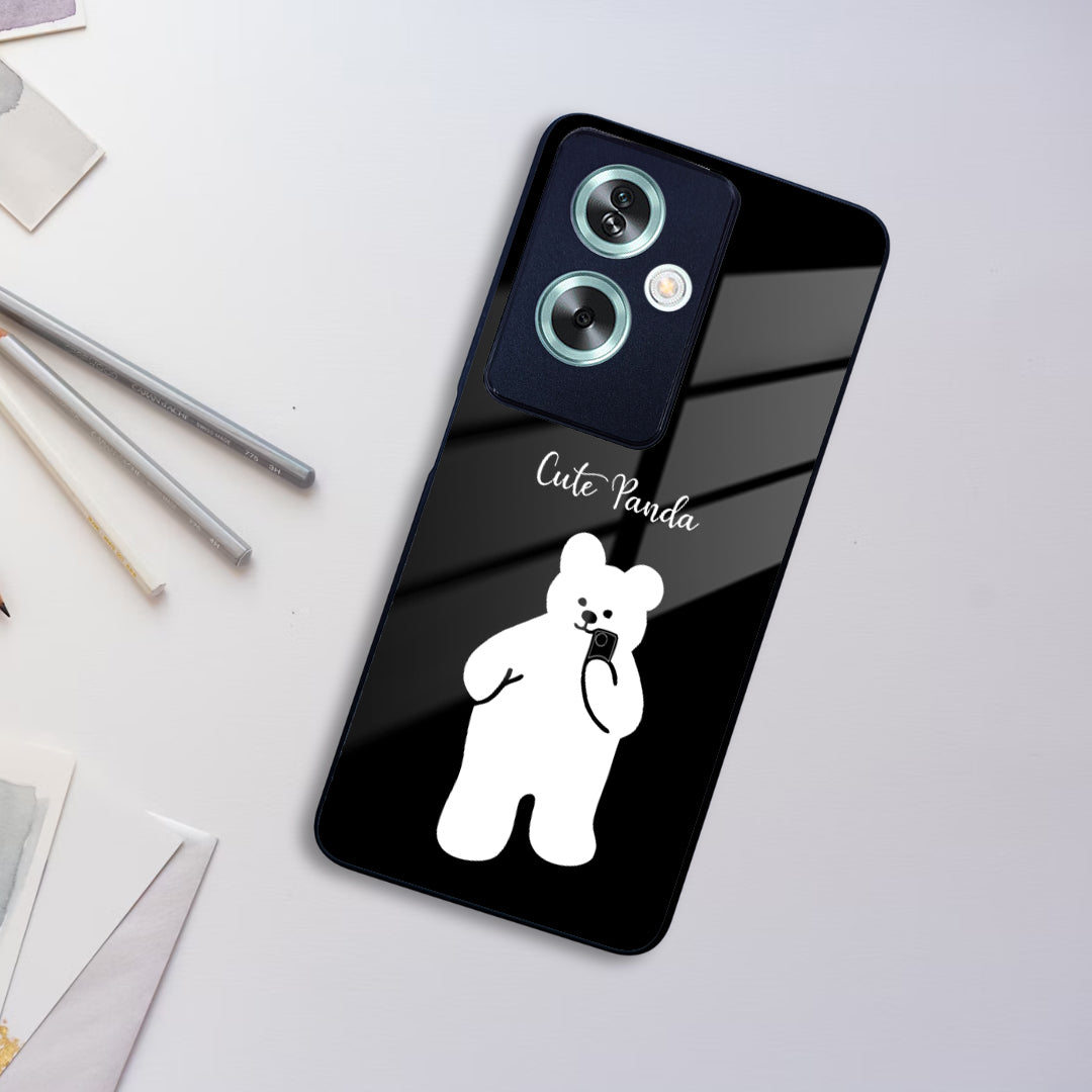 White Panda Cloud Glass Case Cover For Oppo