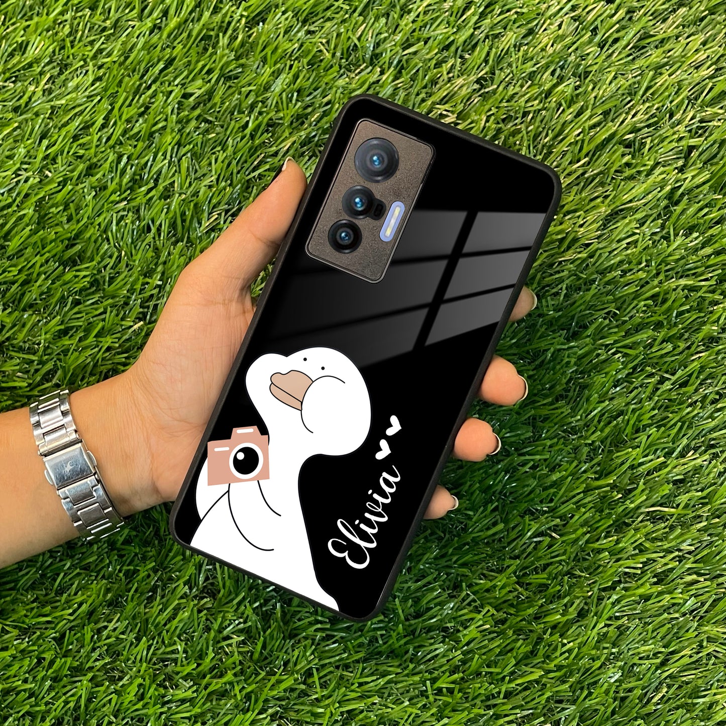 White Duck Glass Case Cover For Vivo