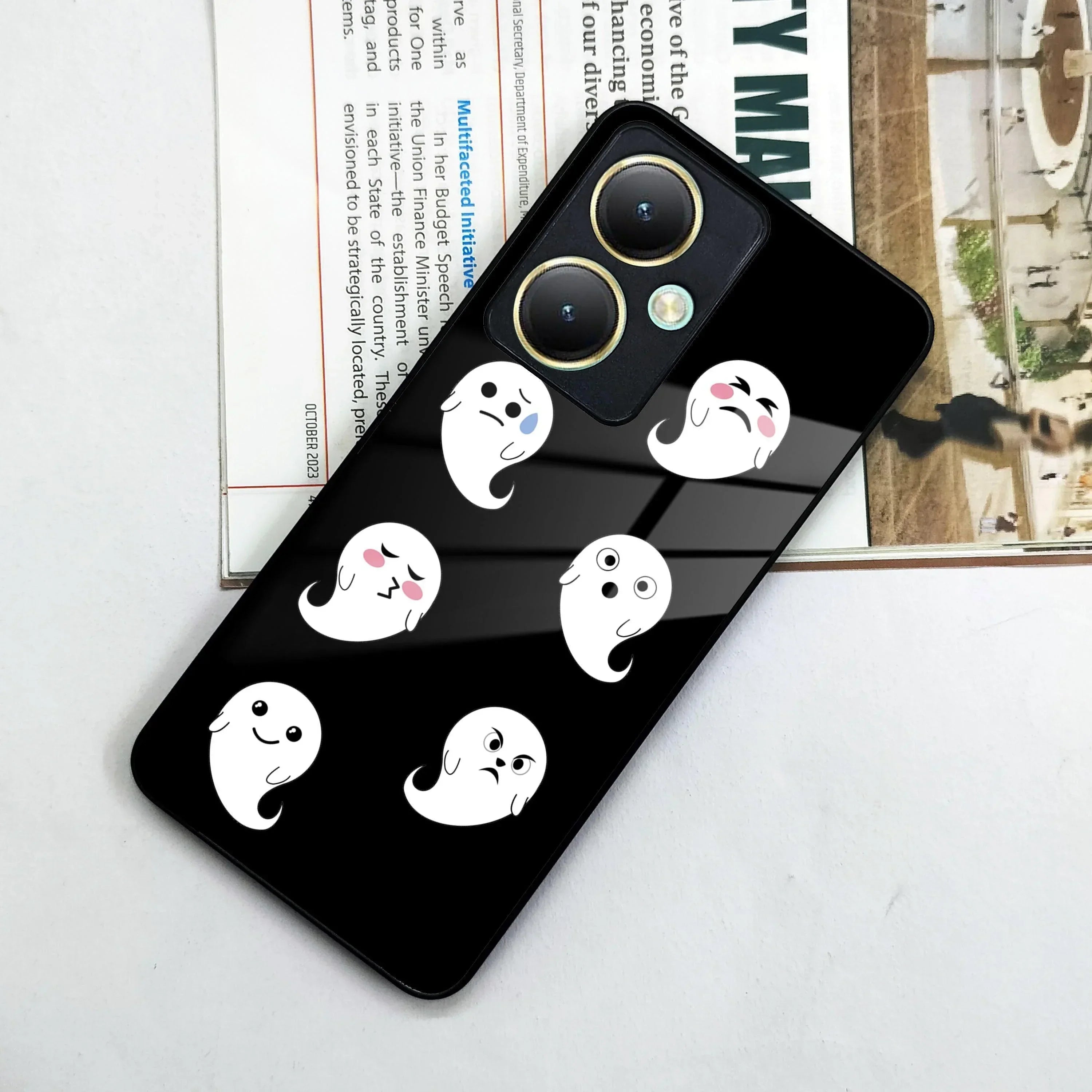 Cute Ghost Glass Case Cover For Vivo - ShopOnCliQ