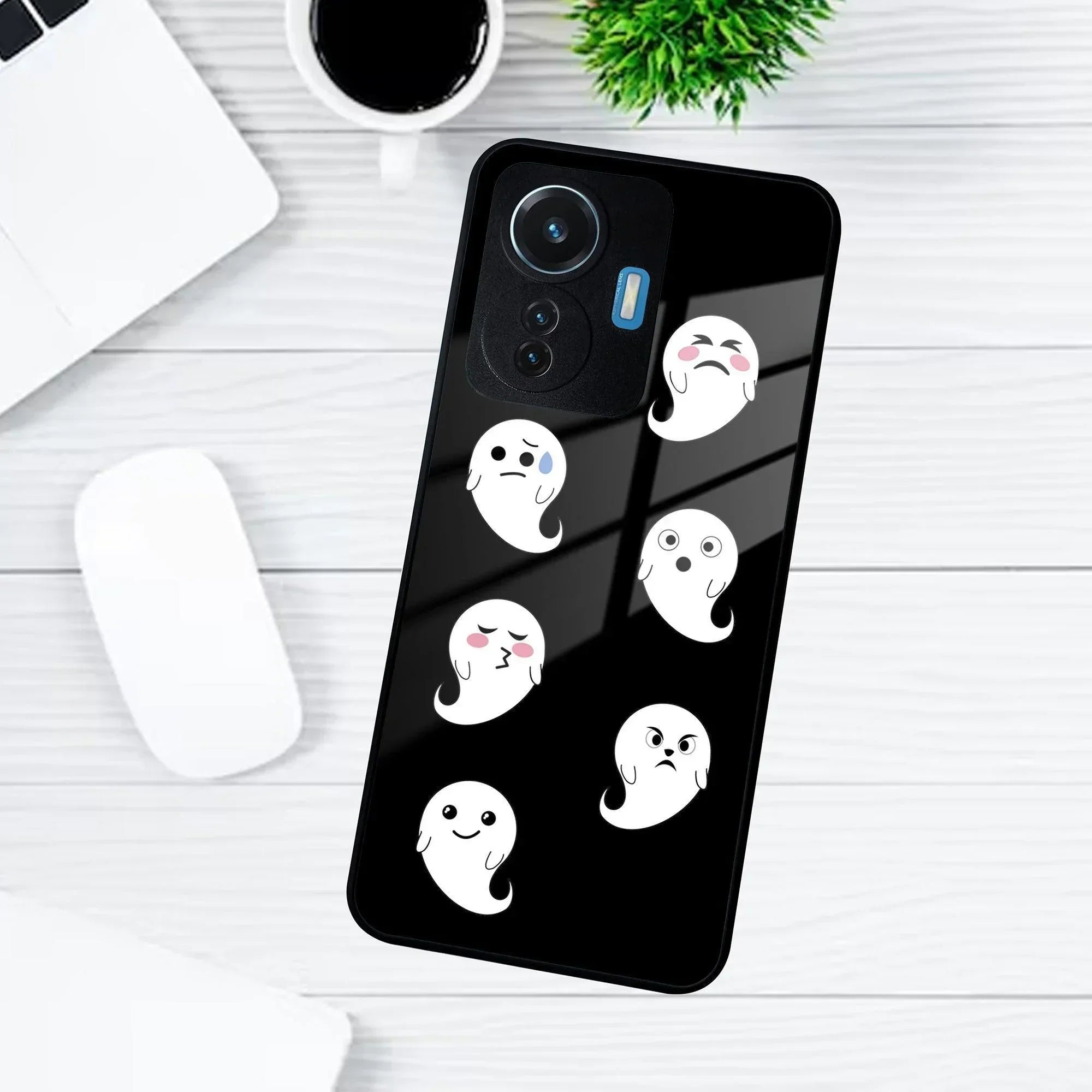Cute Ghost Glass Case Cover For Vivo - ShopOnCliQ