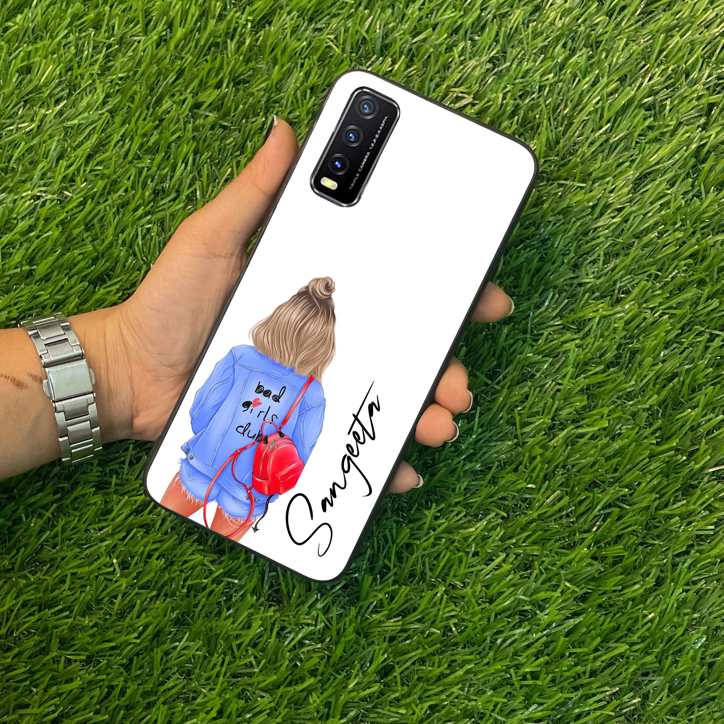 Bag Girl Customize Name Glass Case For Vivo - ShopOnCliQ