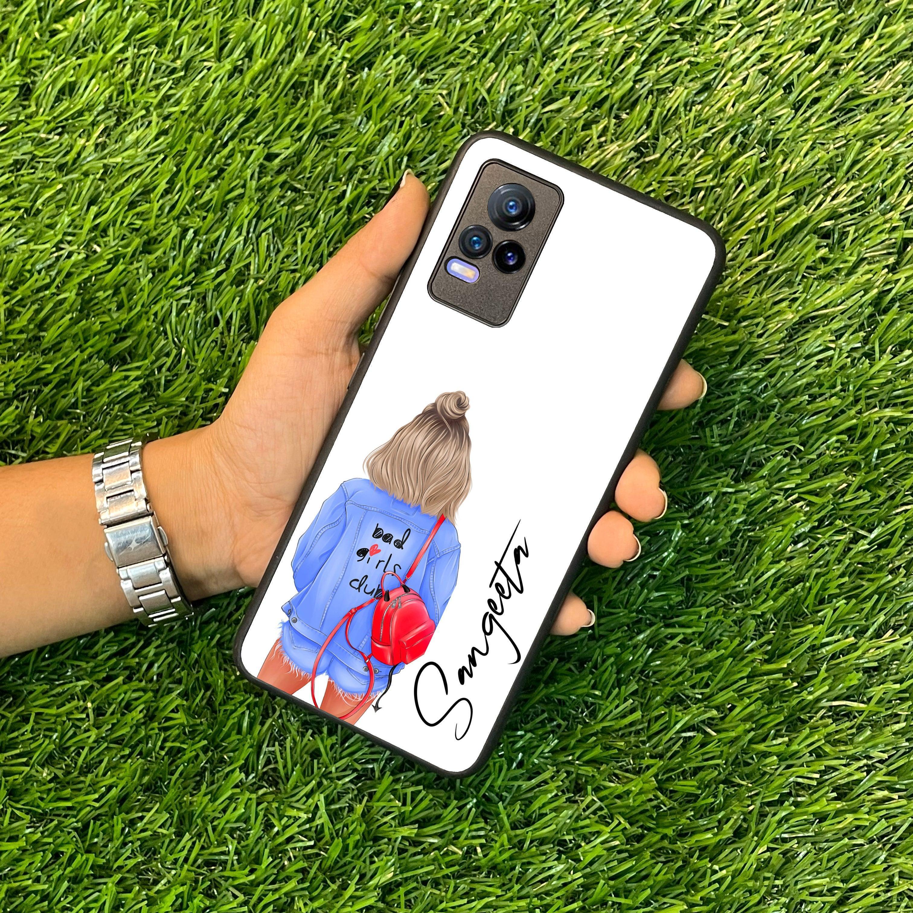 Bag Girl Customize Name Glass Case For Vivo - ShopOnCliQ