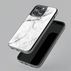 White Marble Patter Glass Case Cover For iPhone - ShopOnCliQ