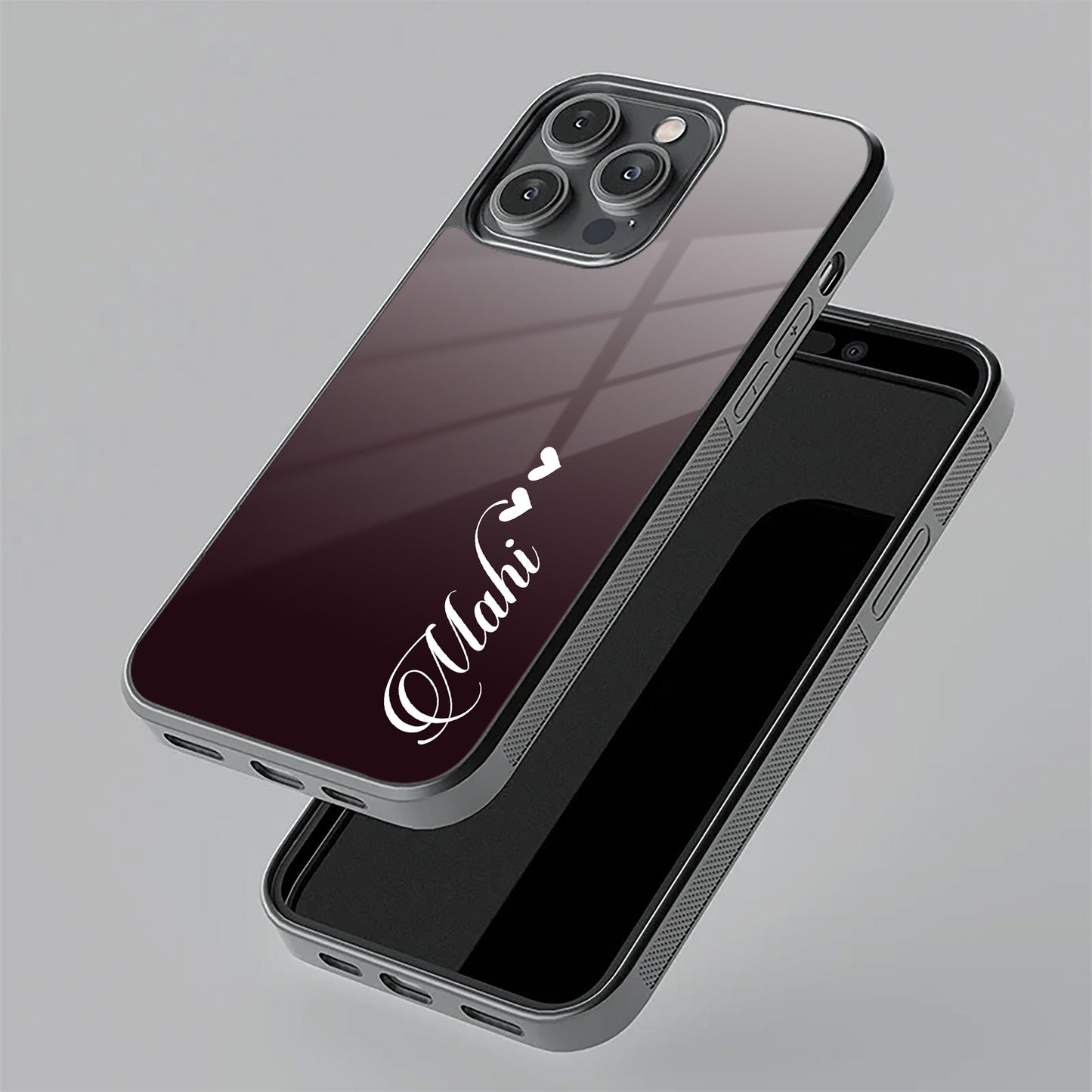 Customize Name Gradient Glass Case Cover Grey For Redmi/Xiaomi