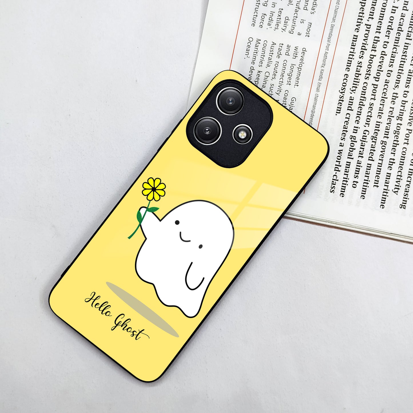 Ghost With Flower Glass Case Cover For Poco