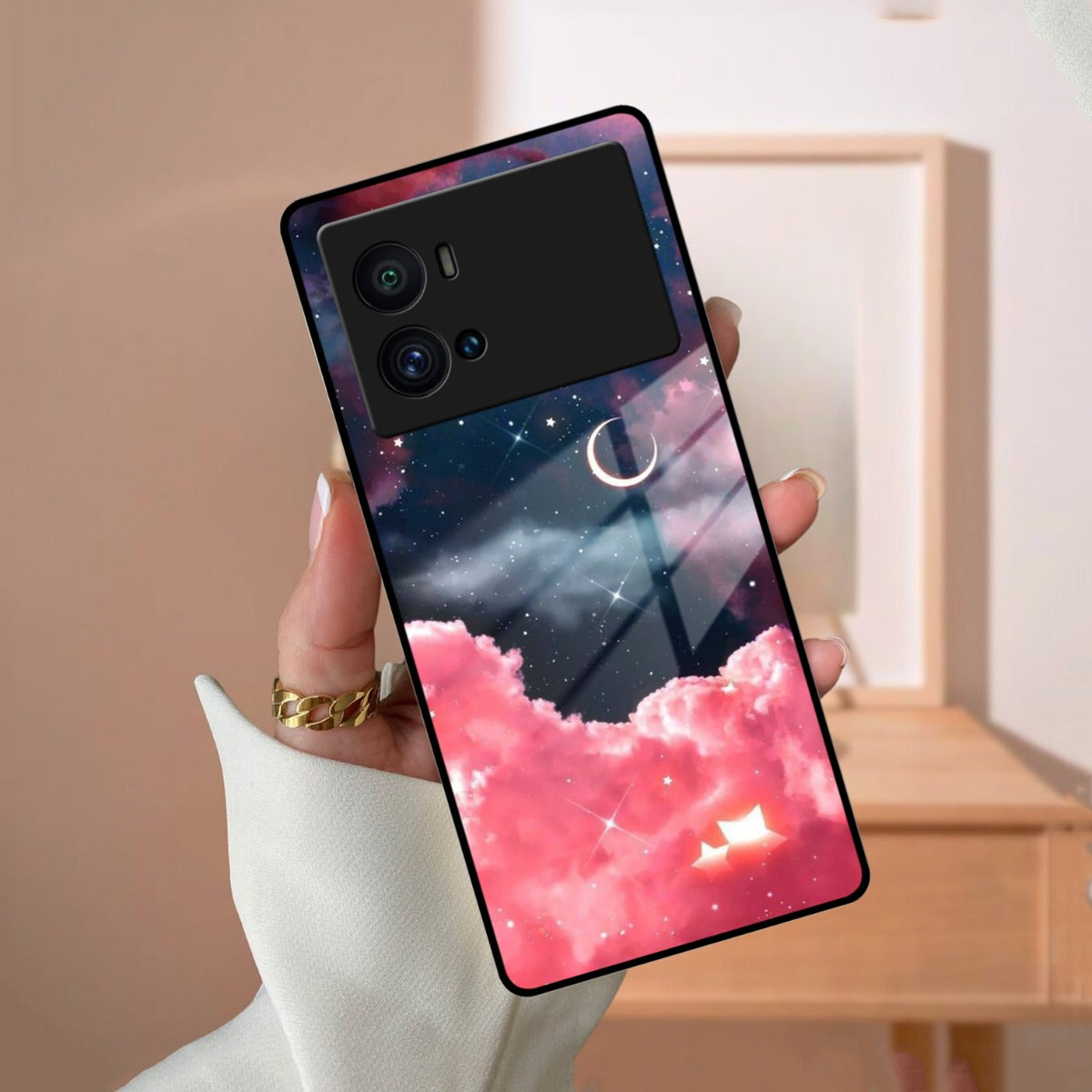 Aesthetic Cloud Glass Case Cover For iQOO