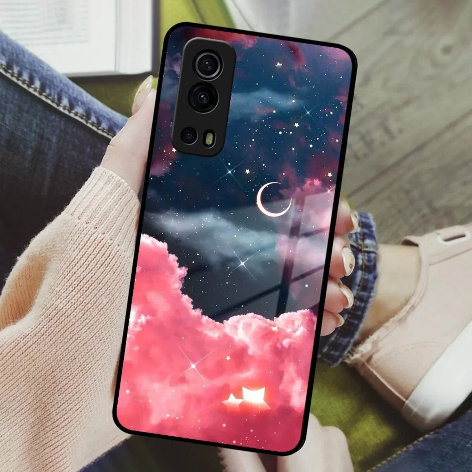 Aesthetic Cloud Glass Case Cover For iQOO - ShopOnCliQ