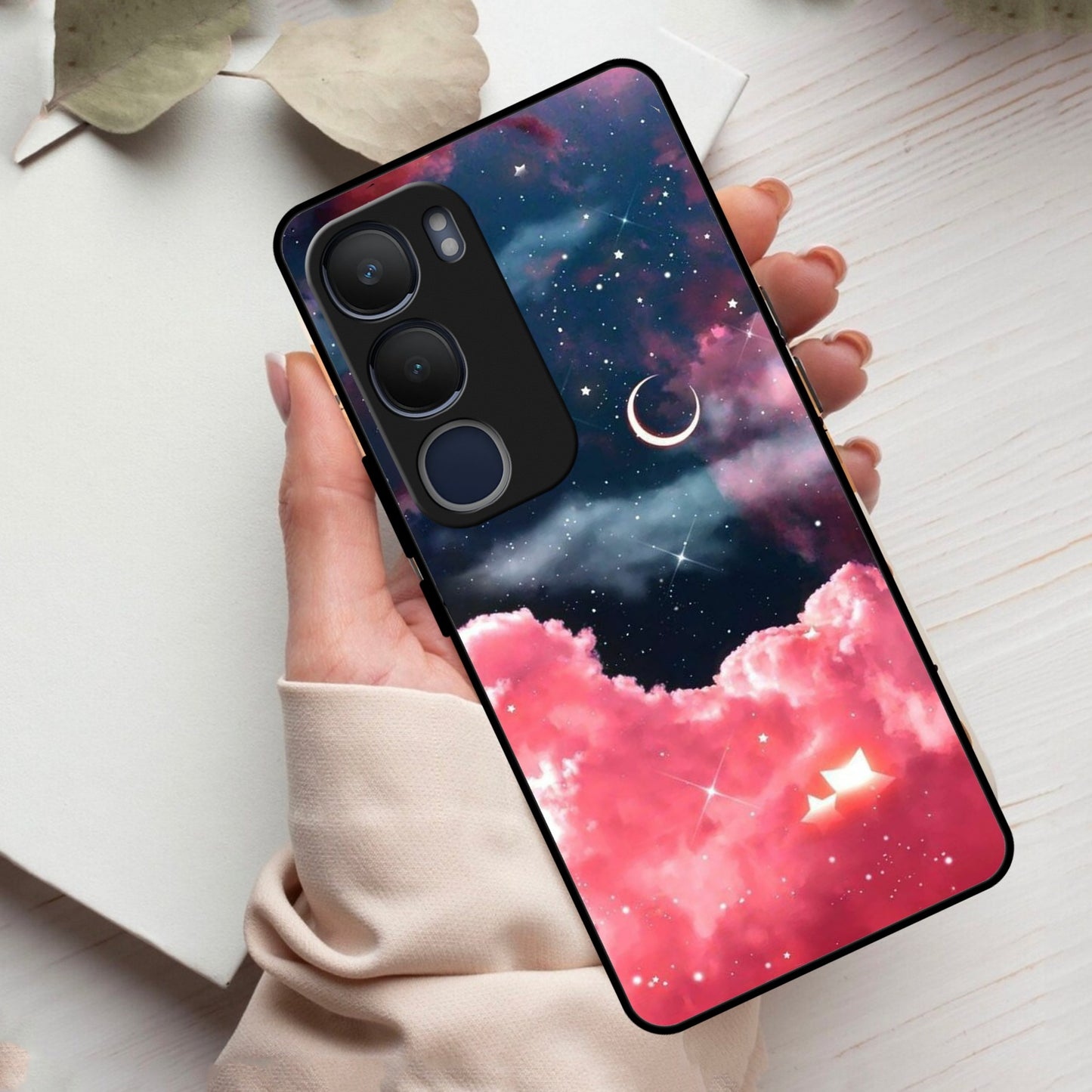 Aesthetic Cloud Glass Case Cover For Vivo