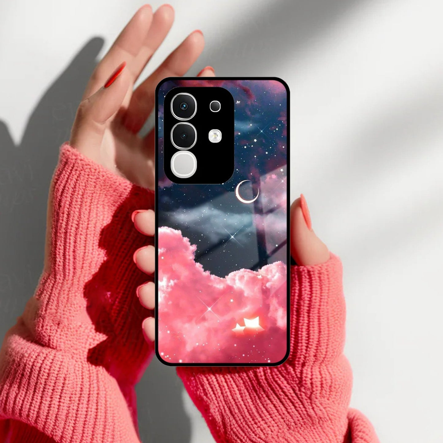 Aesthetic Cloud Glass Case Cover For Vivo