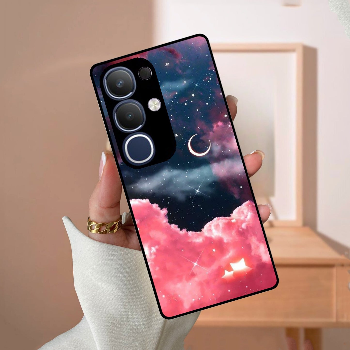 Aesthetic Cloud Glass Case Cover For Vivo