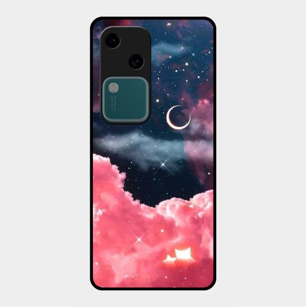 Aesthetic Cloud Glass Case Cover For Vivo V30 5G
