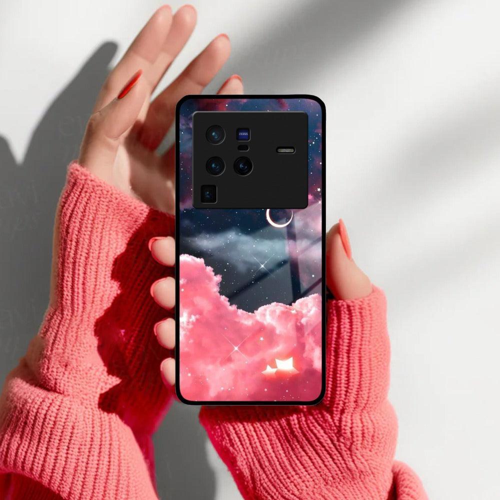 Aesthetic Cloud Glass Case Cover For iQOO