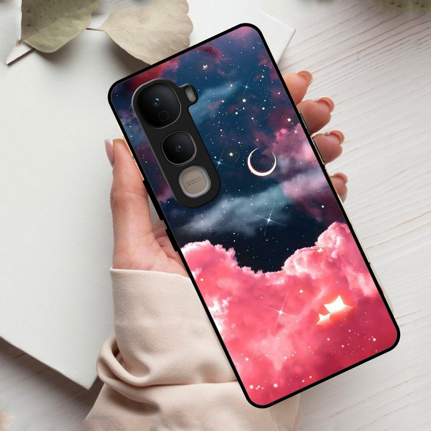 Aesthetic Cloud Glass Case Cover For Vivo