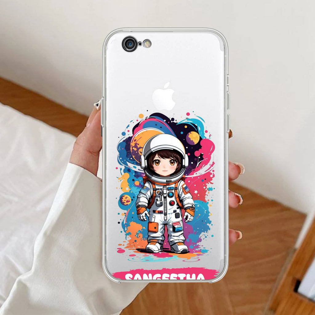 Astronaut Customize Anti Yellow Clear Case For iPhone 7 / iPhone 8 / iPhone Se 2020