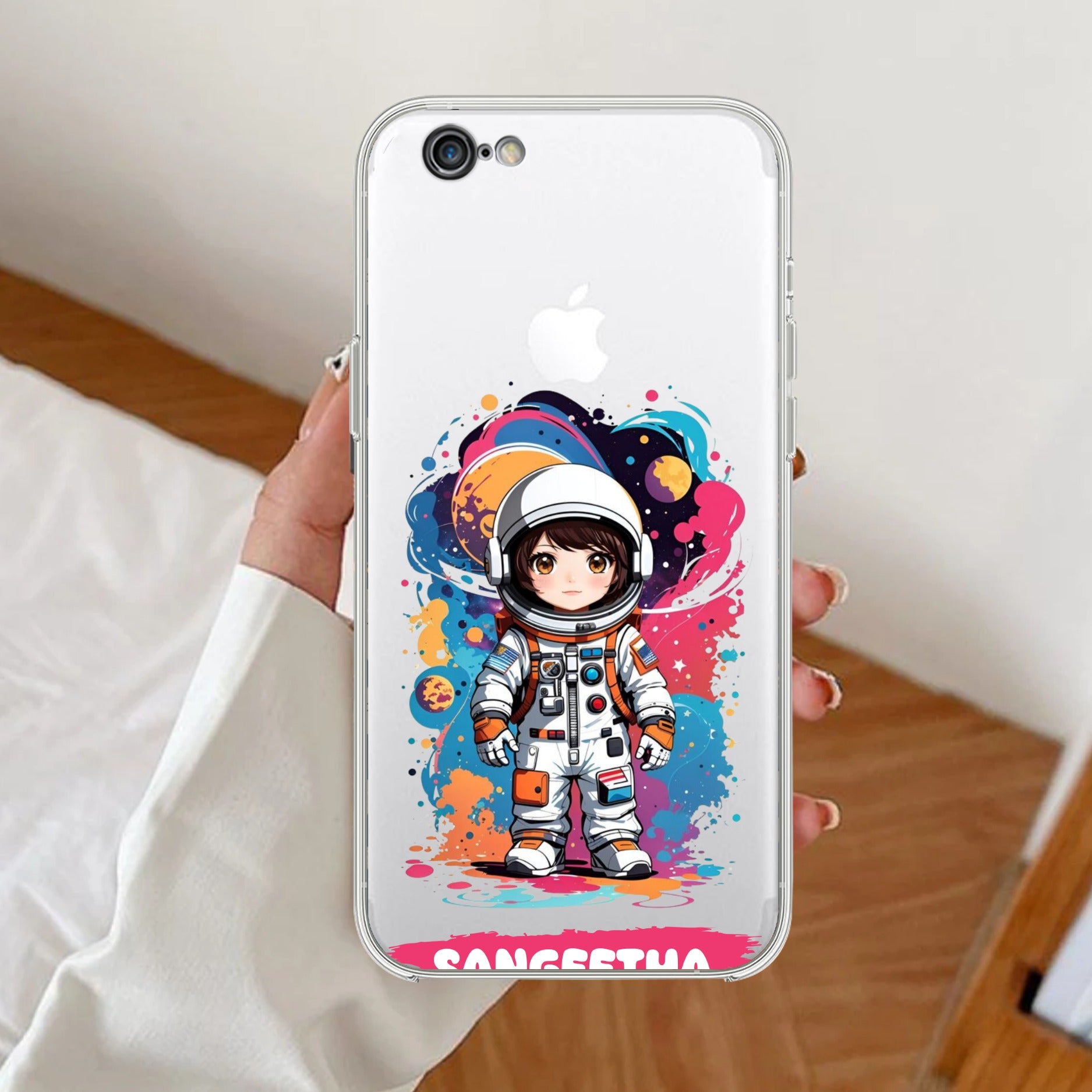 Astronaut Customize Anti Yellow Clear Case For iPhone 7 / iPhone 8 / iPhone Se 2020