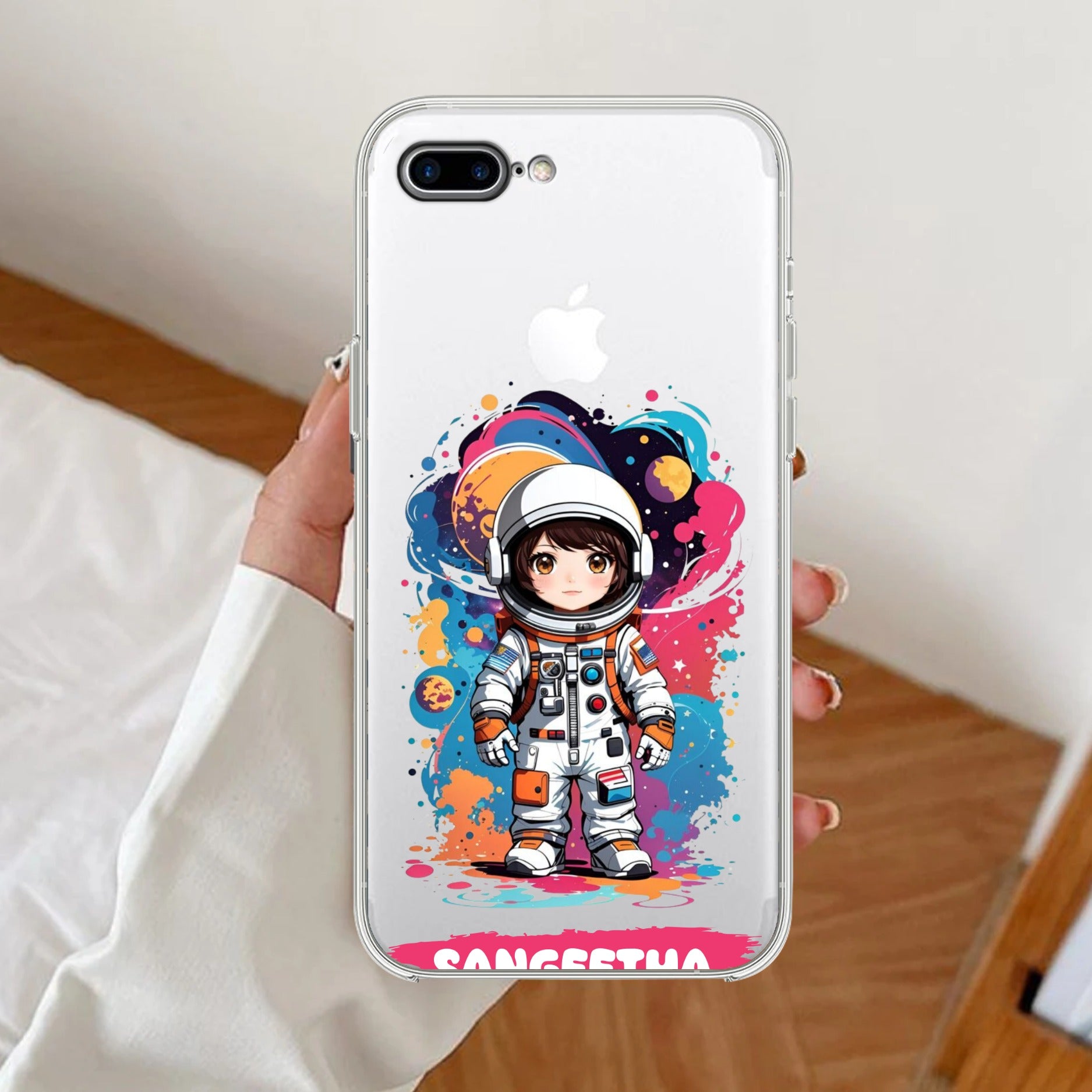 Astronaut Customize Transparent Silicon Case For iPhone
