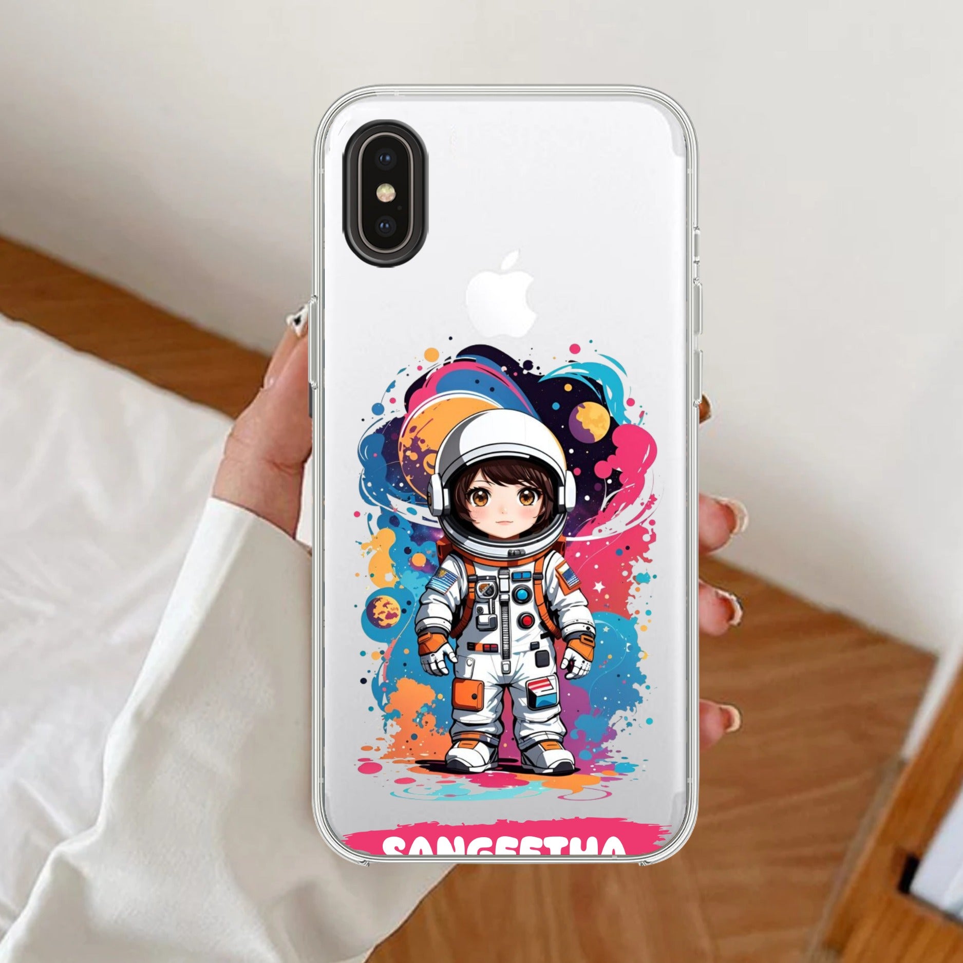 Astronaut Customize Transparent Silicon Case For iPhone