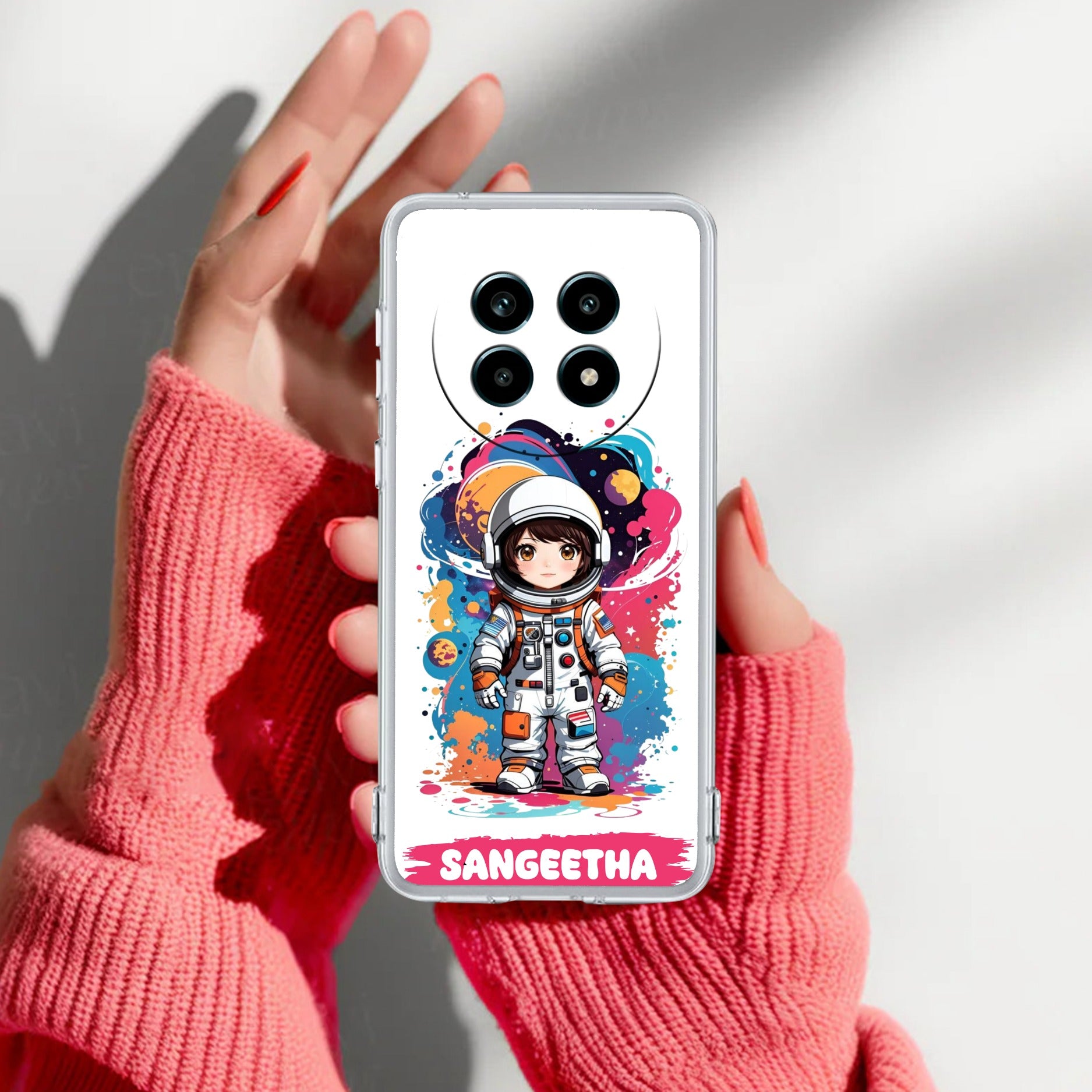 Astronaut Customize Transparent Silicon Case For Realme 14 Pro Lite 5G