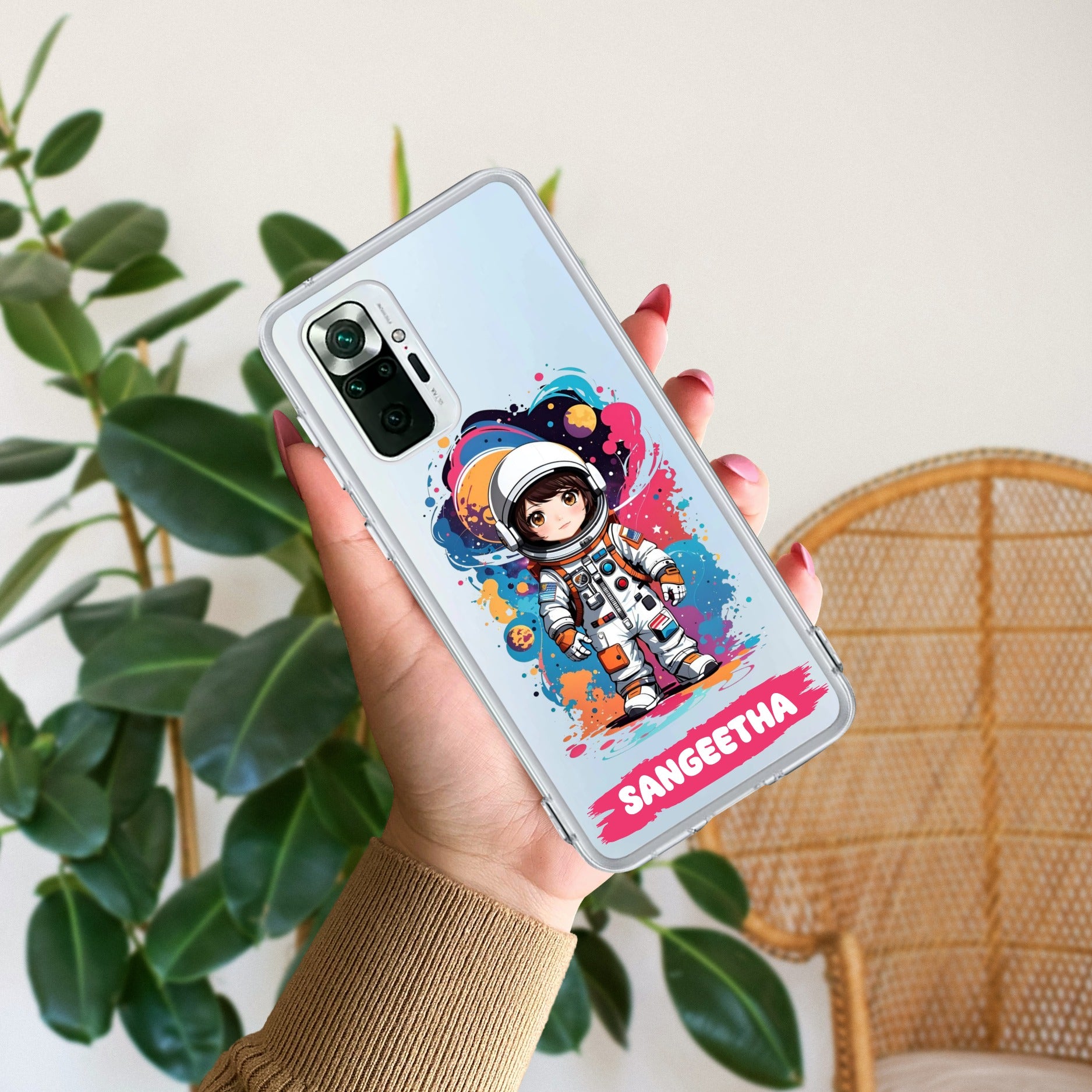 Astronaut Customize Transparent Silicon Case For Redmi Note 10 Pro