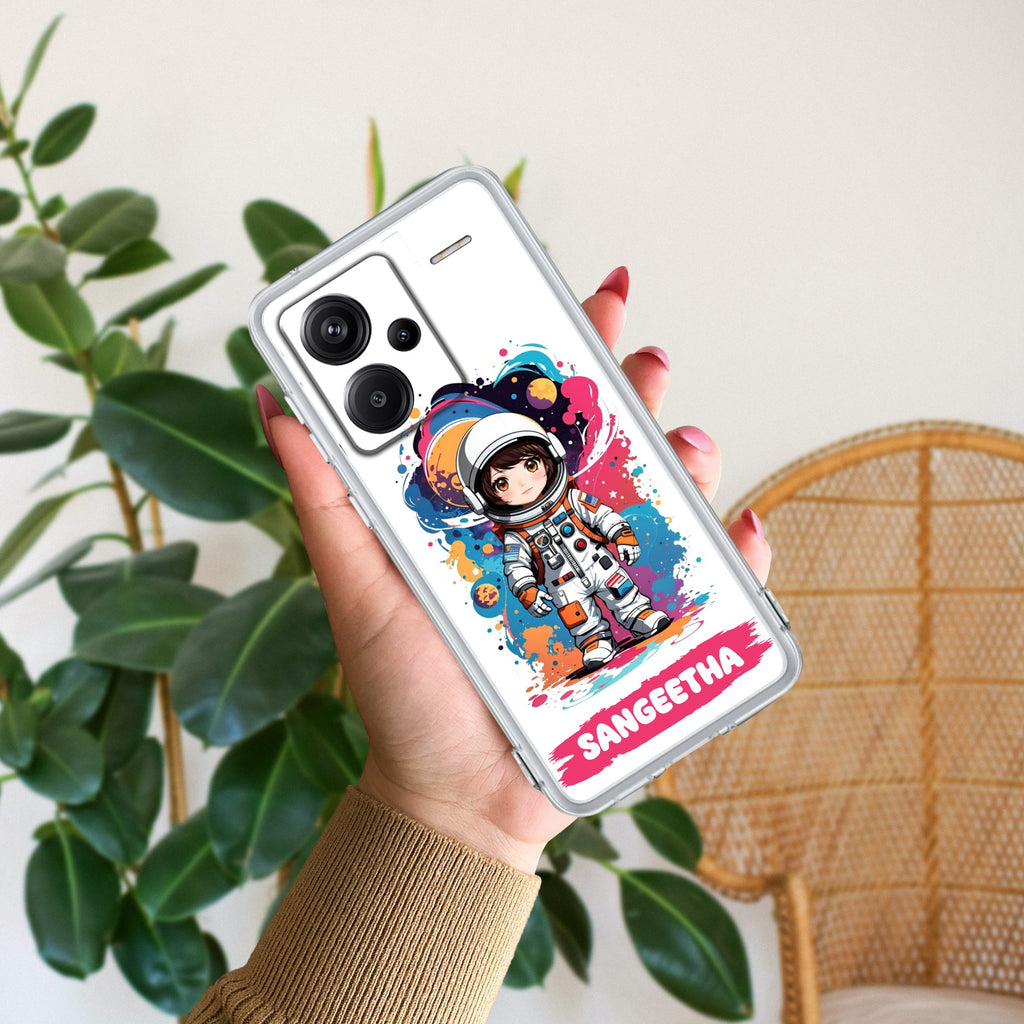 Astronaut Customize Transparent Silicon Case For Redmi Note 13 Pro Plus 5G