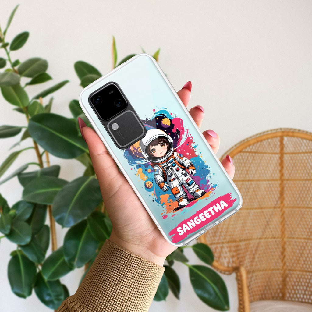 Astronaut Customize Transparent Silicon Case For Vivo V30 5G
