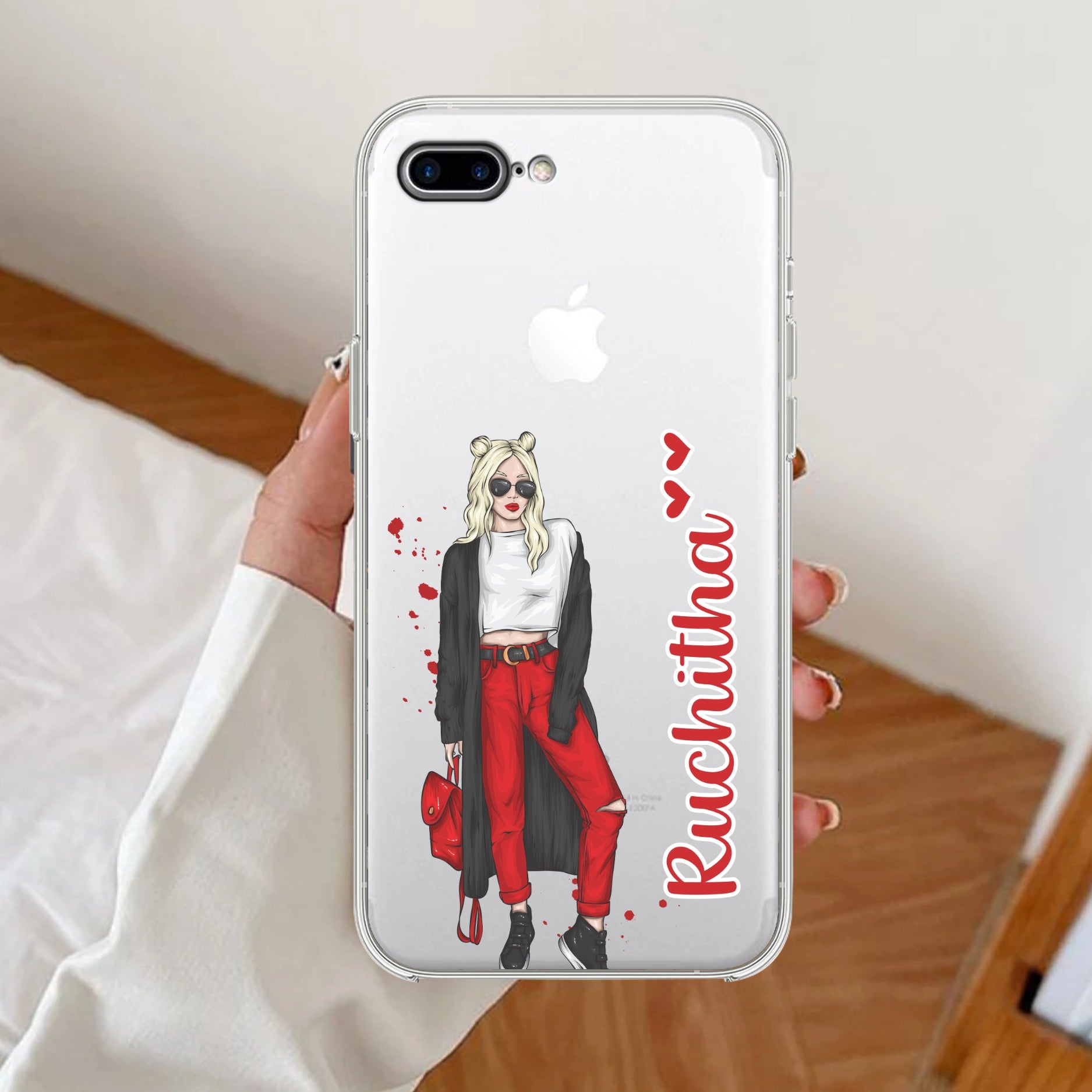 Attitude Girl Customize Transparent Silicon Case For iPhone 7 Plus / iPhone 8 Plus