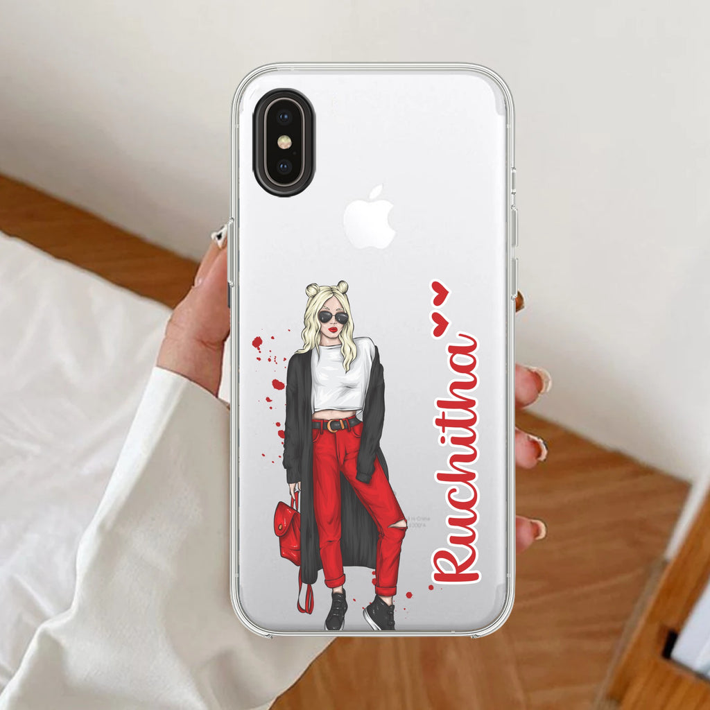 Attitude Girl Customize Anti Yellow Clear Case For iPhone XR