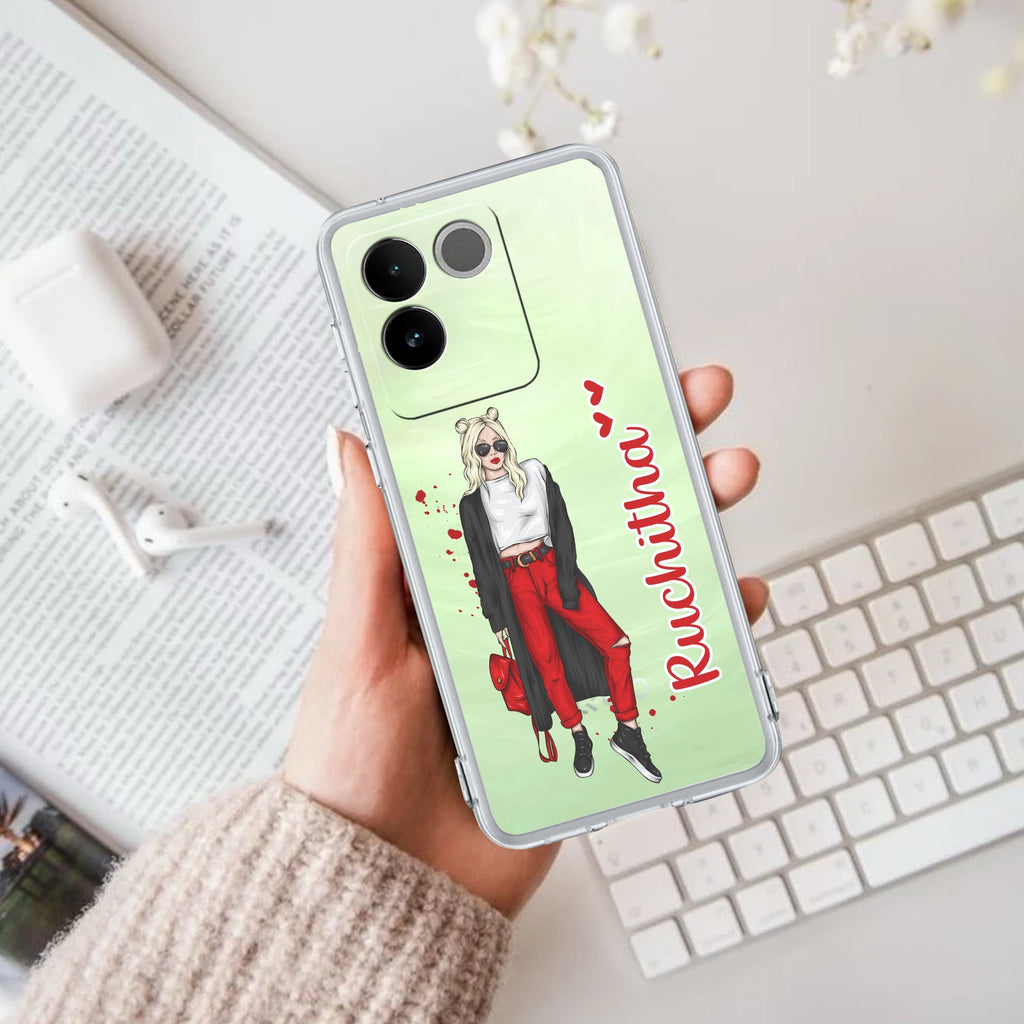 Attitude Girl Customize Transparent Silicon Case For Vivo T2 Pro 5G