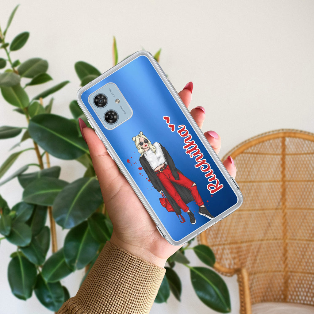 Attitude Girl Customize Anti Yellow Case For Motorola G54 5G