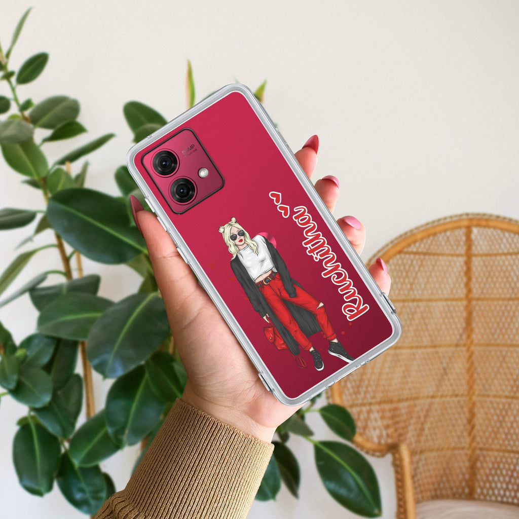 Attitude Girl Customize Anti Yellow Case For Motorola G84 5G