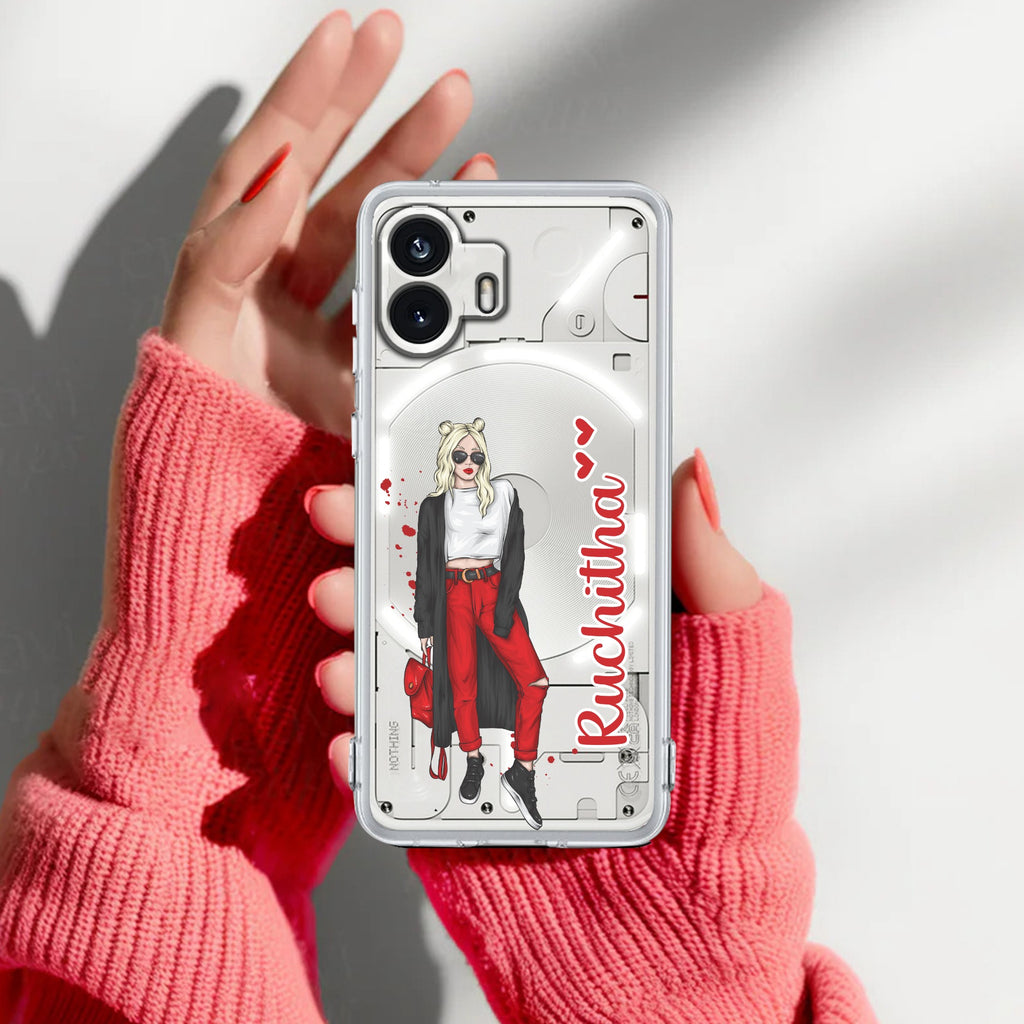 Attitude Girl Customize Anti Yellow Case For Nothing Phone 2