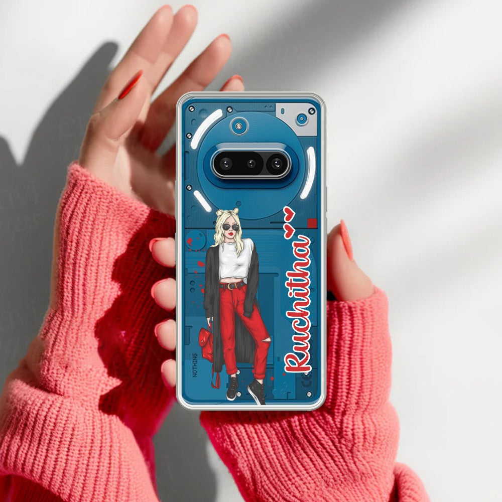 Attitude Girl Customize Transparent Silicon Case For Nothing