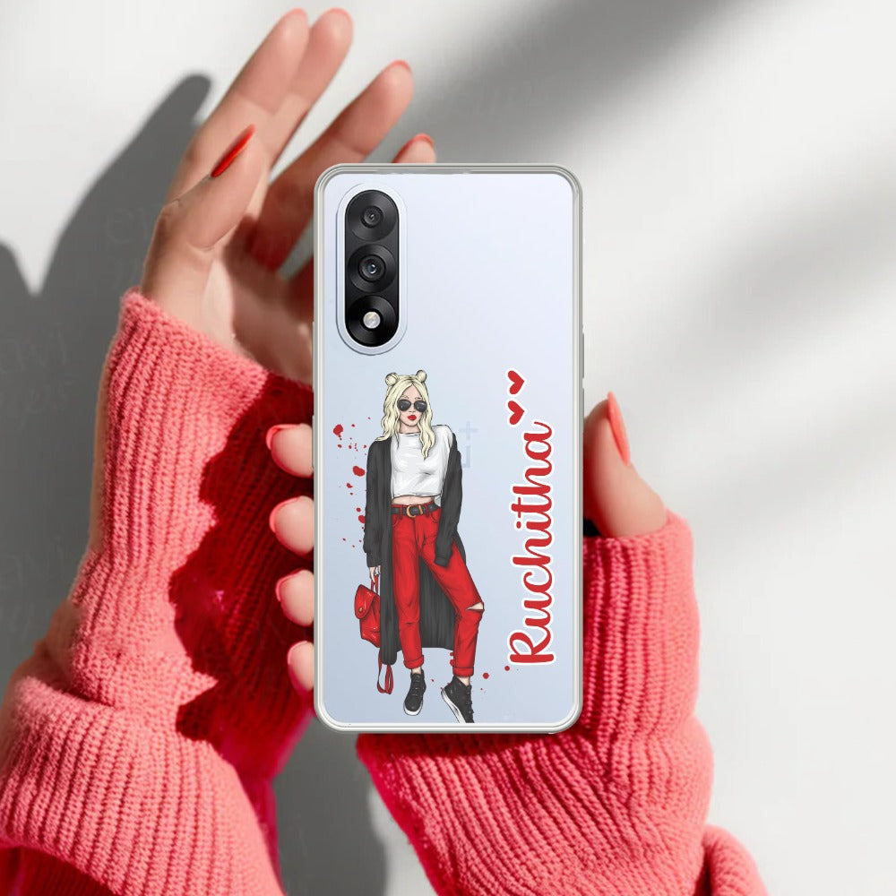 Attitude Girl Customize Transparent Silicon Case For OnePlus